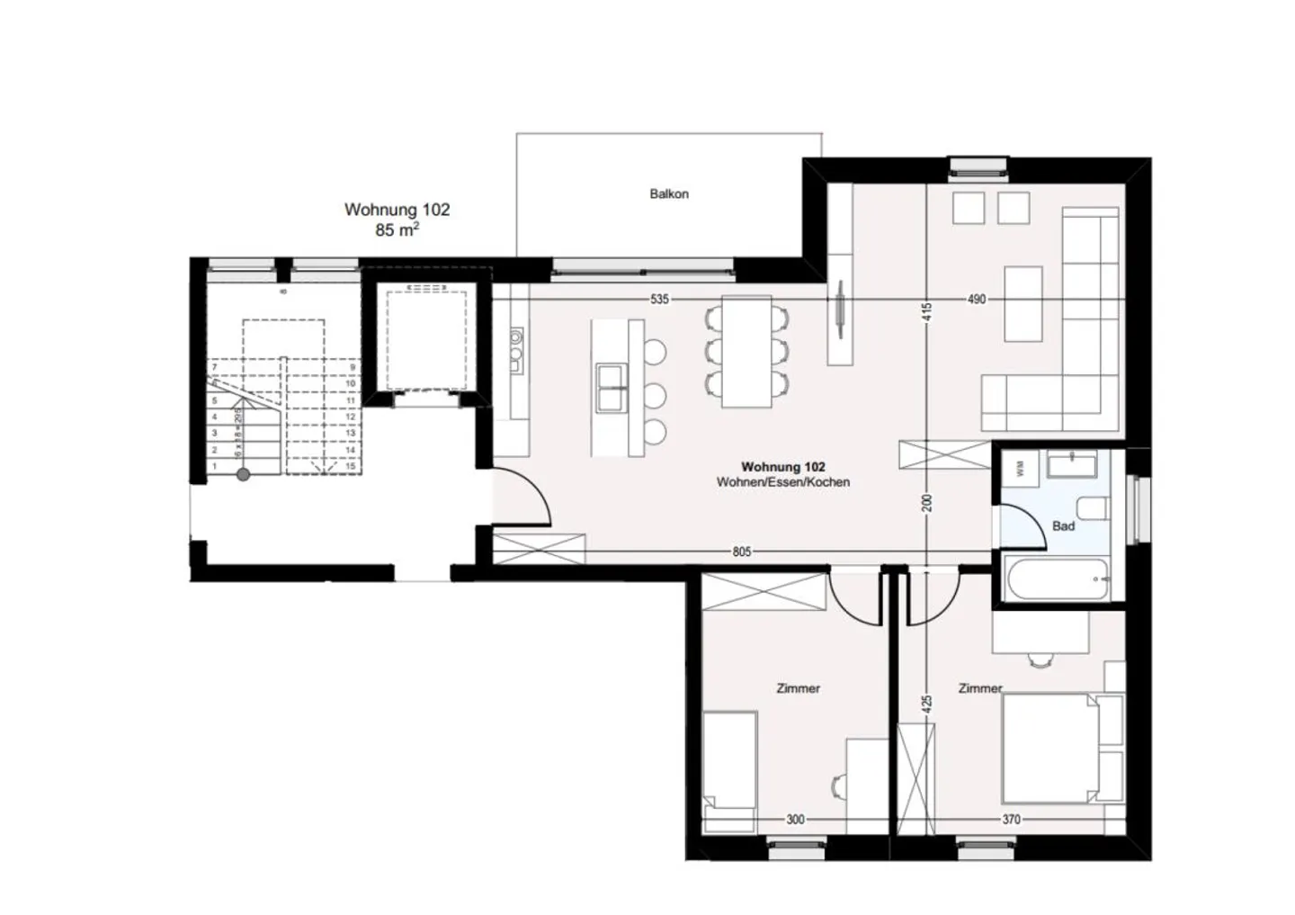 nuovo appartamento moderno di 3,5 stanze con grande balcone - Foto 7 di 7