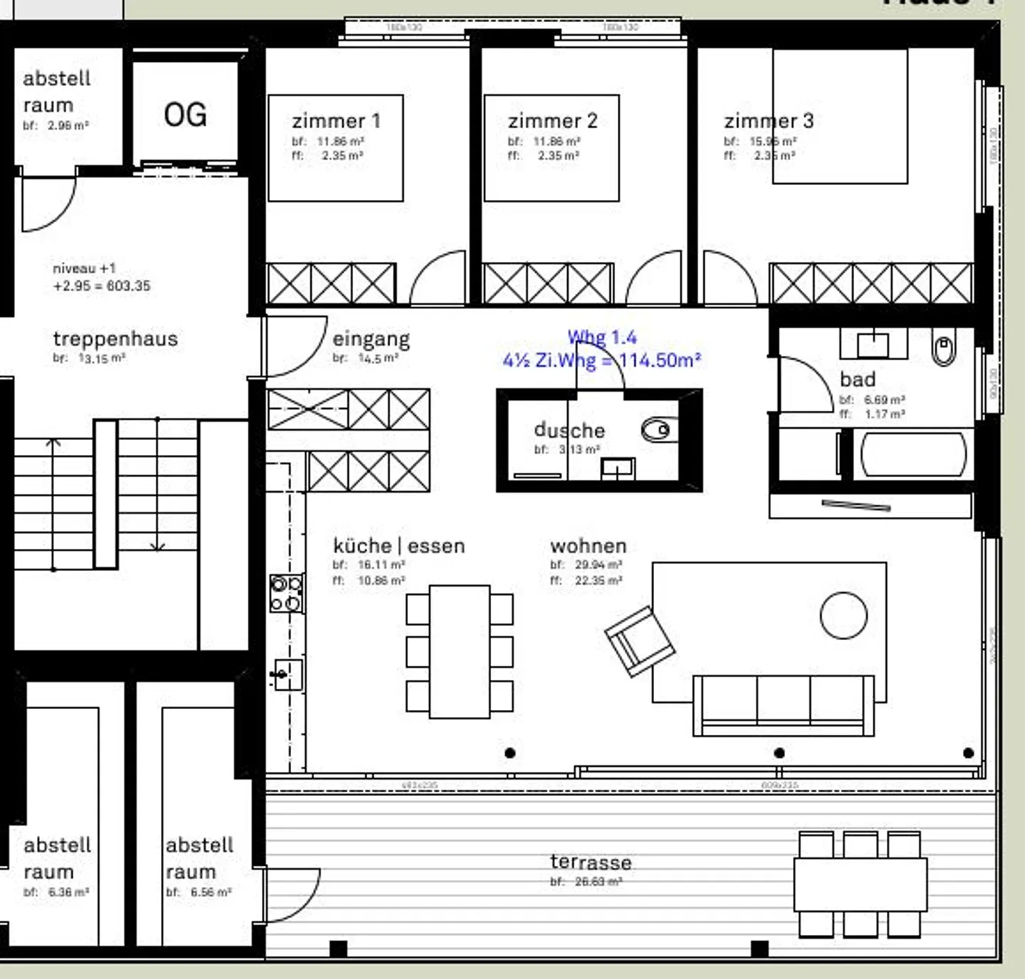 Bellissimo appartamento di 4 1/2 stanze in affitto - Foto 12 di 12