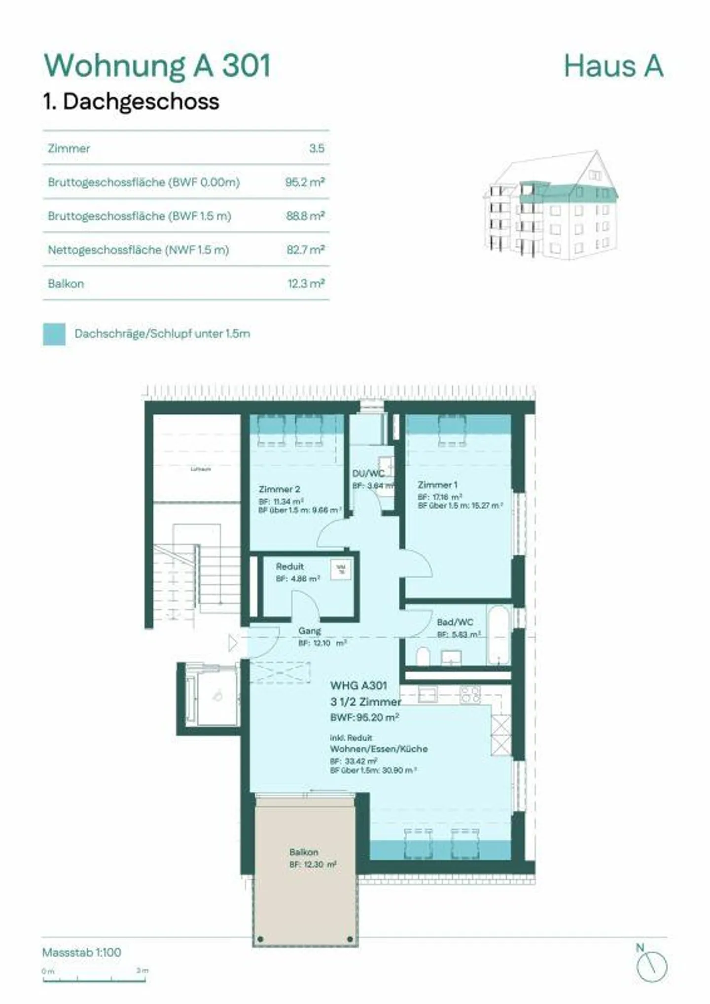 Charming 3.5-room attic apartment with sunny balcony - Photo 6 of 6