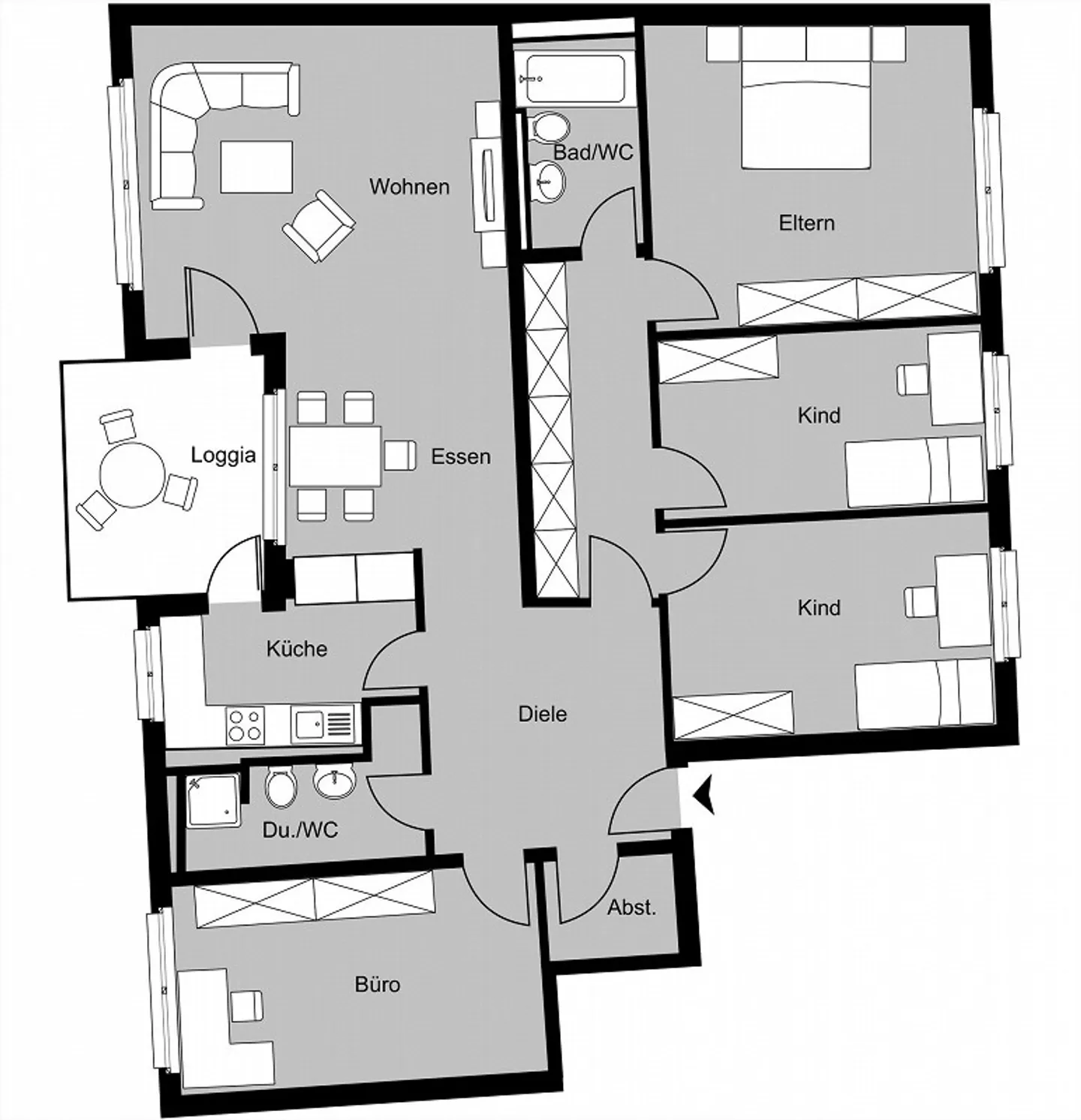 Preiswerte 5.5-Zimmer-Wohnung mit Balkon und Weitsicht - Foto 9 von 9