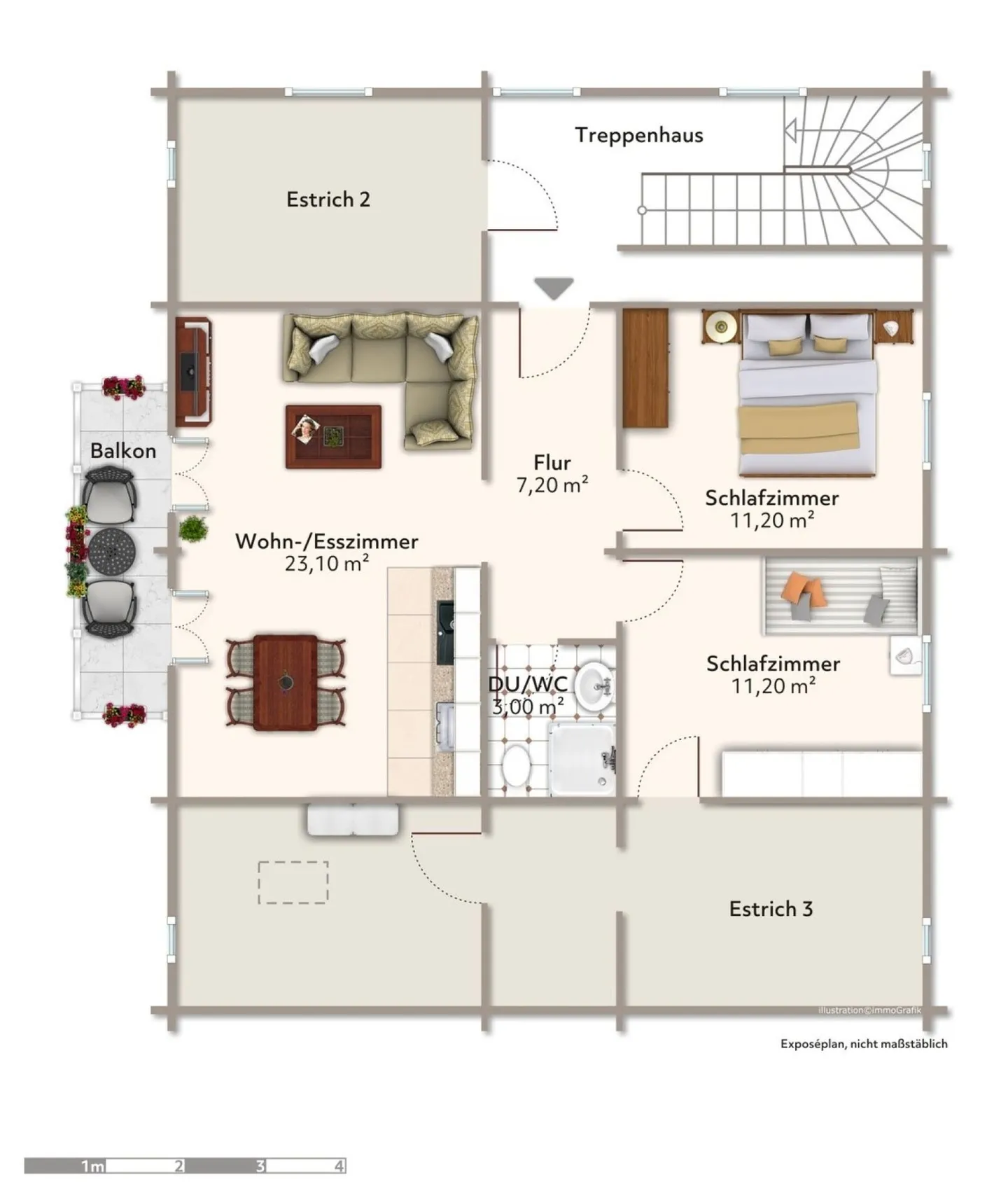 Sunny 3.5-room penthouse apartment with balcony, garden seating area in the village center of Fiesch - Photo 2 of 7