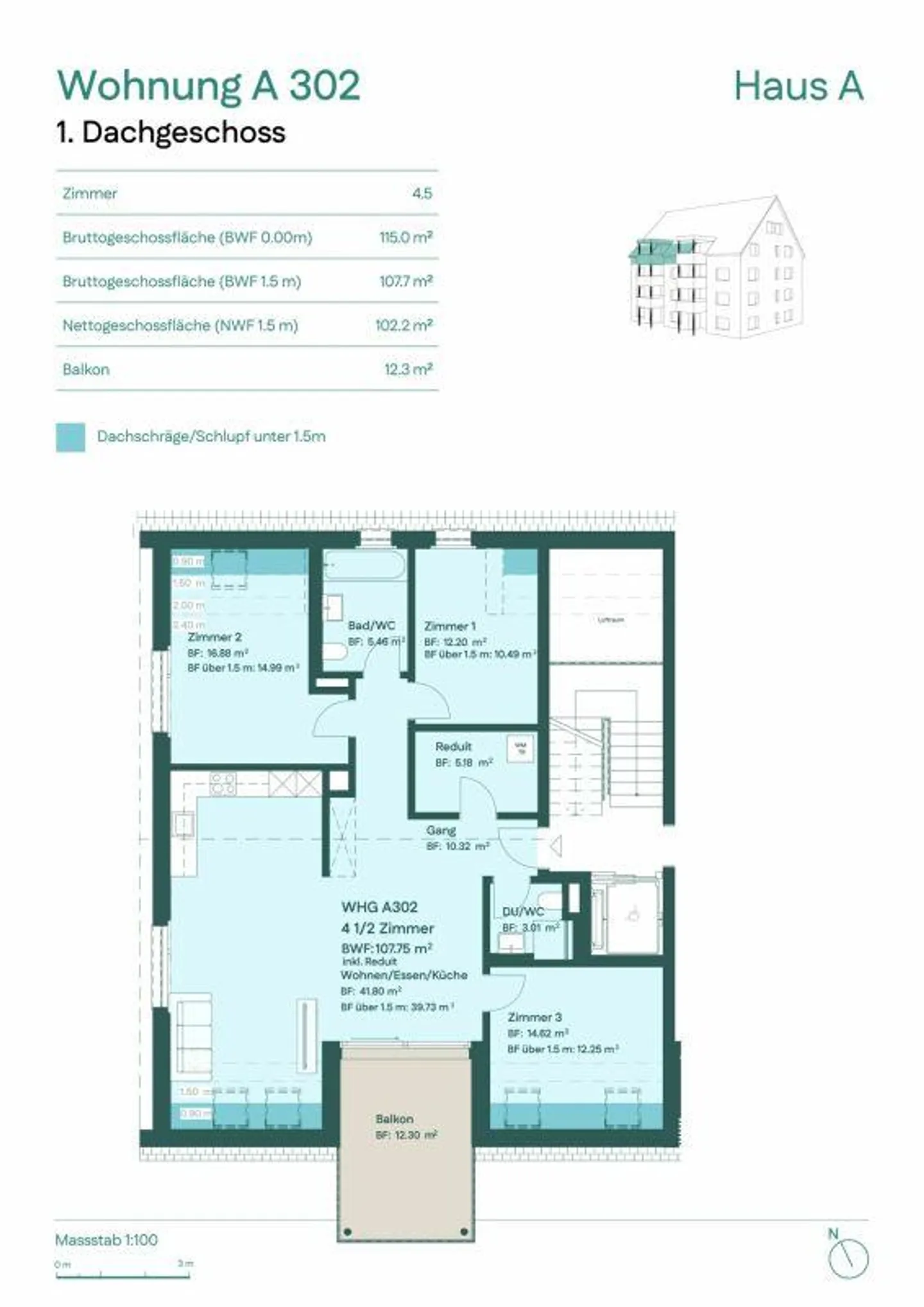Attractive 4.5-room attic apartment with sunny balcony - Photo 6 of 6
