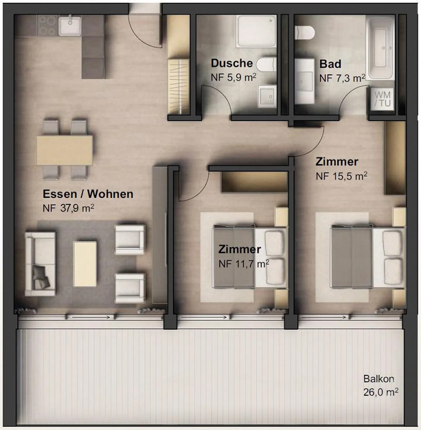 3.5-room apartment attic | Mountain view | Balcony | 2 parking spaces | Visp - Photo 20 of 20