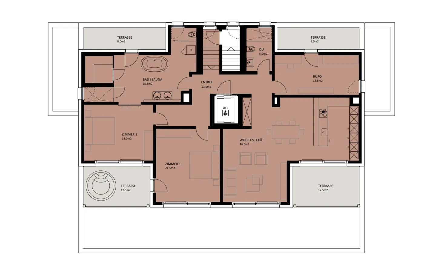 Appartement penthouse exclusif de 4,5 pièces avec sauna privé et 4 terrasses - Photo 2 sur 8
