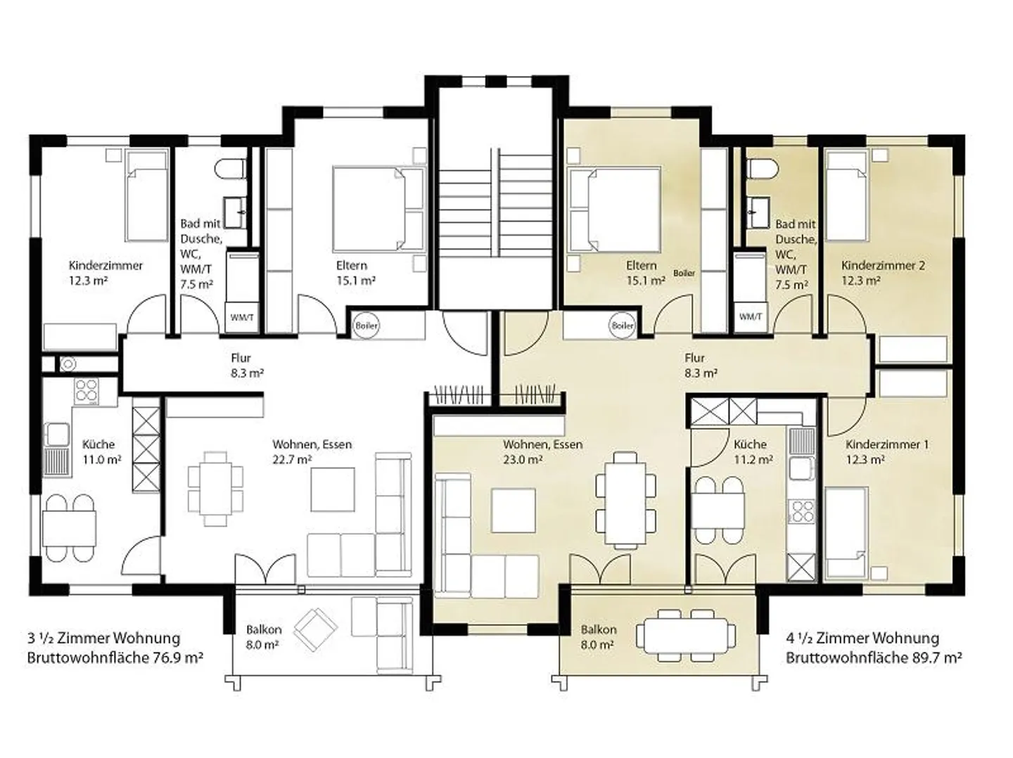 Appartamento accogliente di 4,5 stanze in una posizione tranquilla - Foto 9 di 11