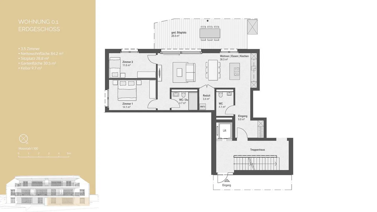 Appartement de 3½ pièces au rez-de-chaussée avec jardin idyllique à Berikon - Photo 12 sur 13