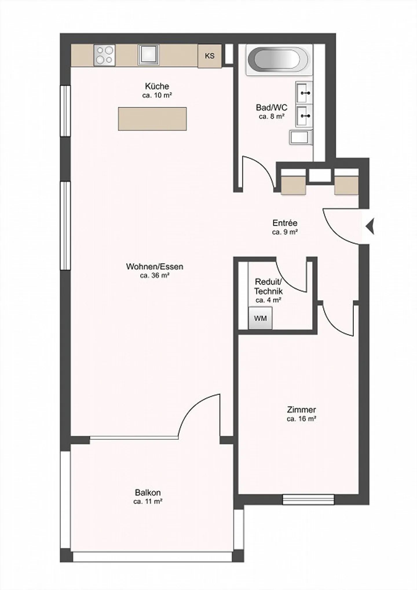 Moderno appartamento di 2,5 stanze in standard di proprietà - Foto 8 di 8