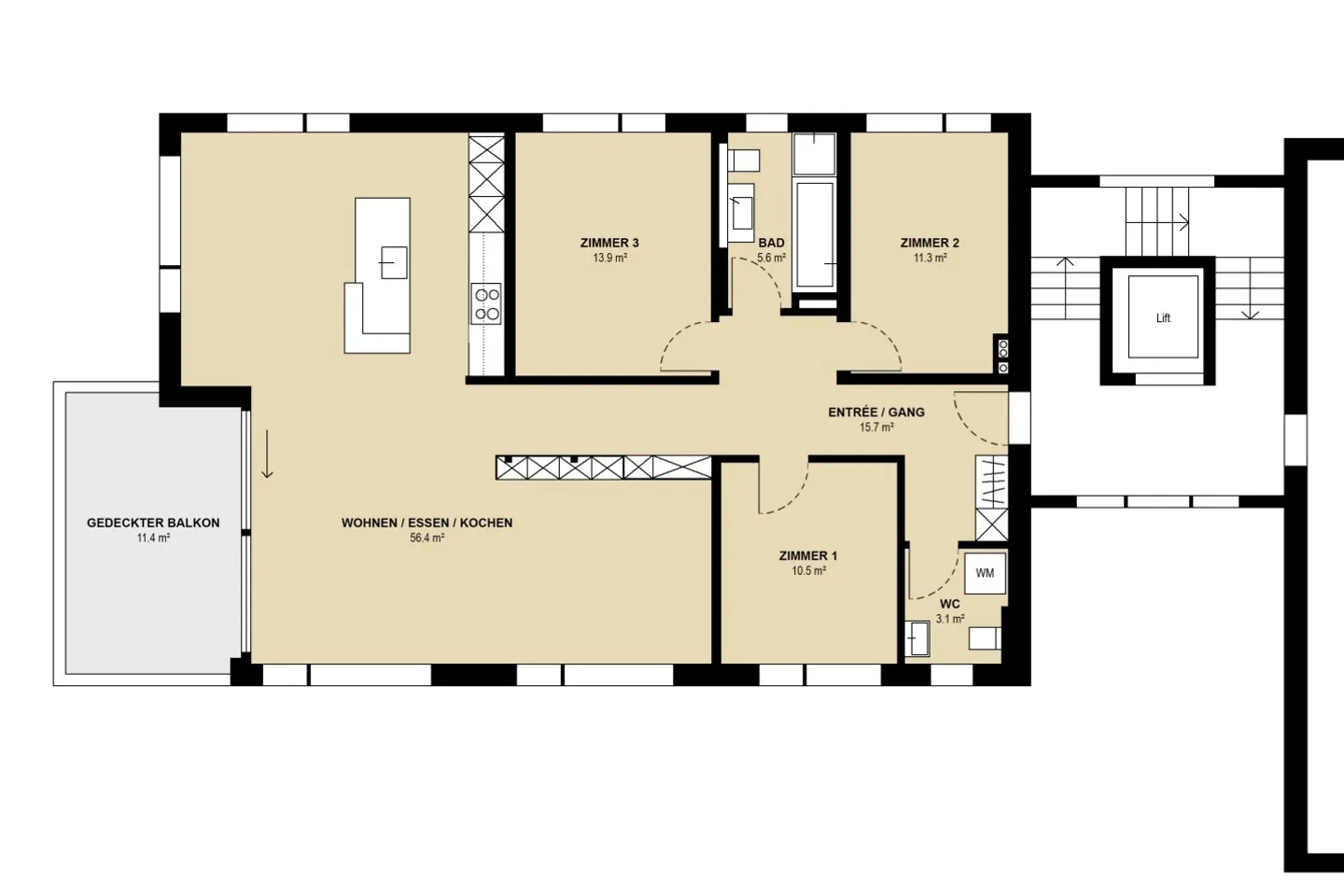 Annonce : Appartement moderne de 4,5 pièces avec grand balcon - Photo 9 sur 10