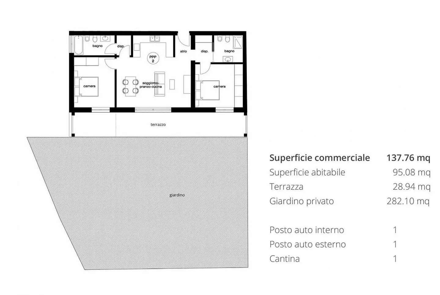 NEUE 3.5 ZIMMER MIT PRIVATGARTEN UND TERRASSE IN CASLANO - Foto 4 von 5