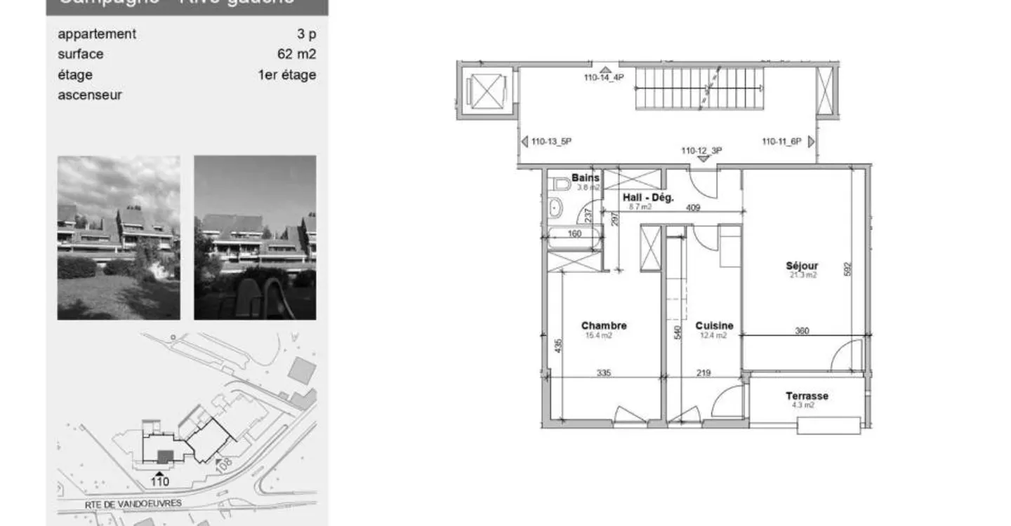 3-room apartment with balcony in Vandoeuvres - Photo 2 of 2
