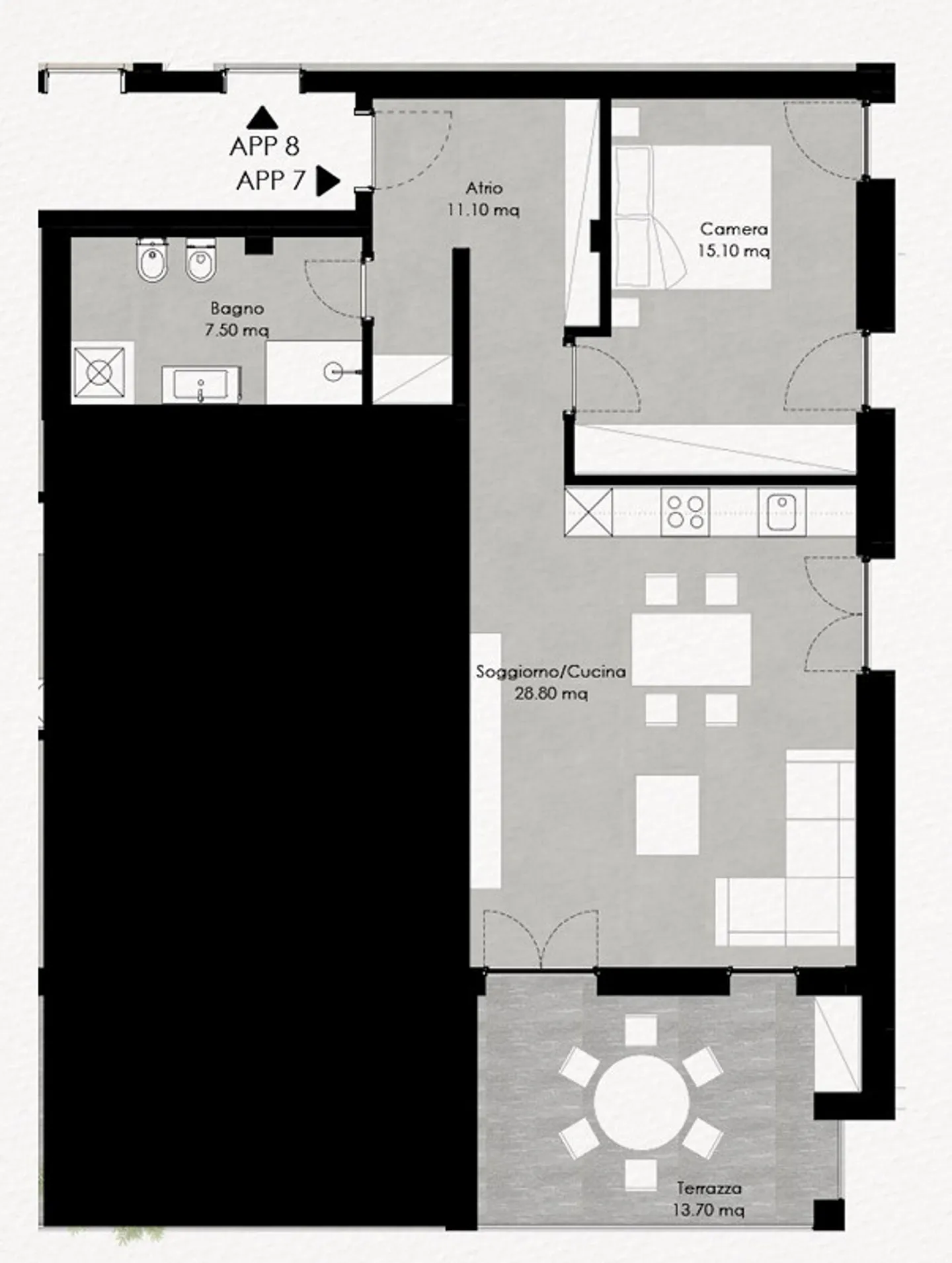 2.5-room apartment with lake view and terrace - Residenza Lumino Locarno Monti - Photo 6 of 6