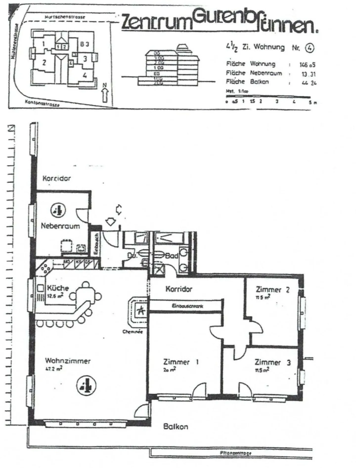 Spacious 4.5 room apartment including parking space in underground garage for rent - Photo 7 of 7