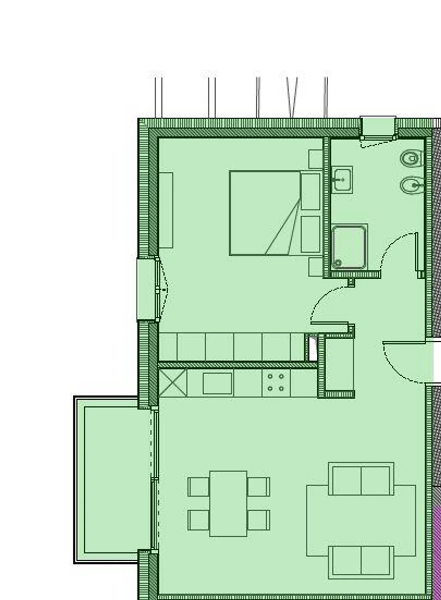 2,5 locali con buona distribuzione e balcone abitabile con vista libera a Vacallo - Foto 9 di 9
