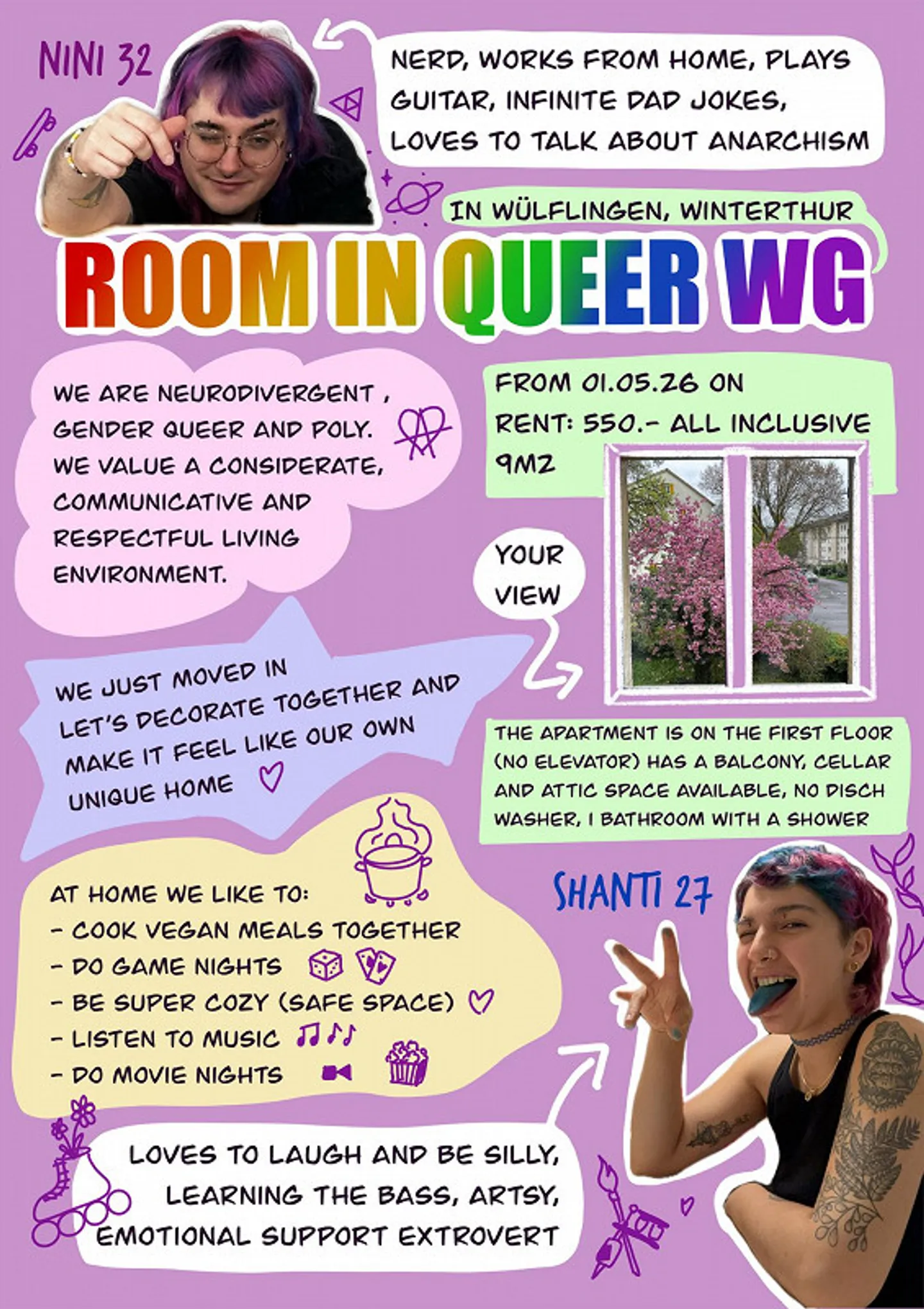 Zimmer in einer queeren WG - Foto 1 von 8