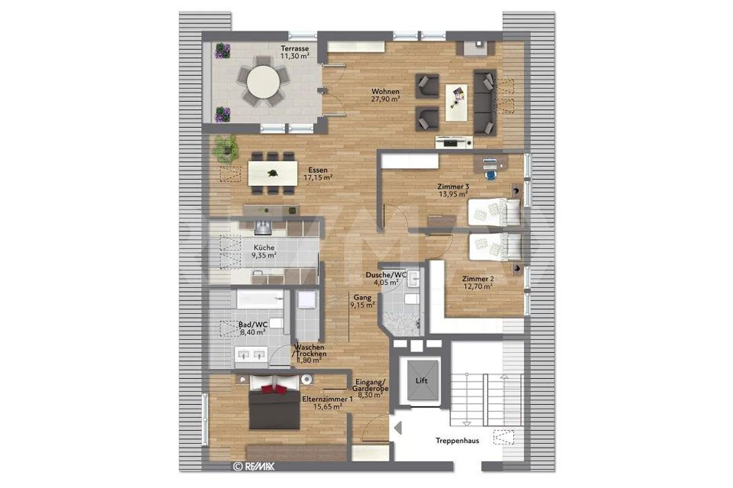 5 ½ ZIMMER ATTIKA-MAISONETTE-WOHNUNG MIT TERRASSE - Foto 11 von 12