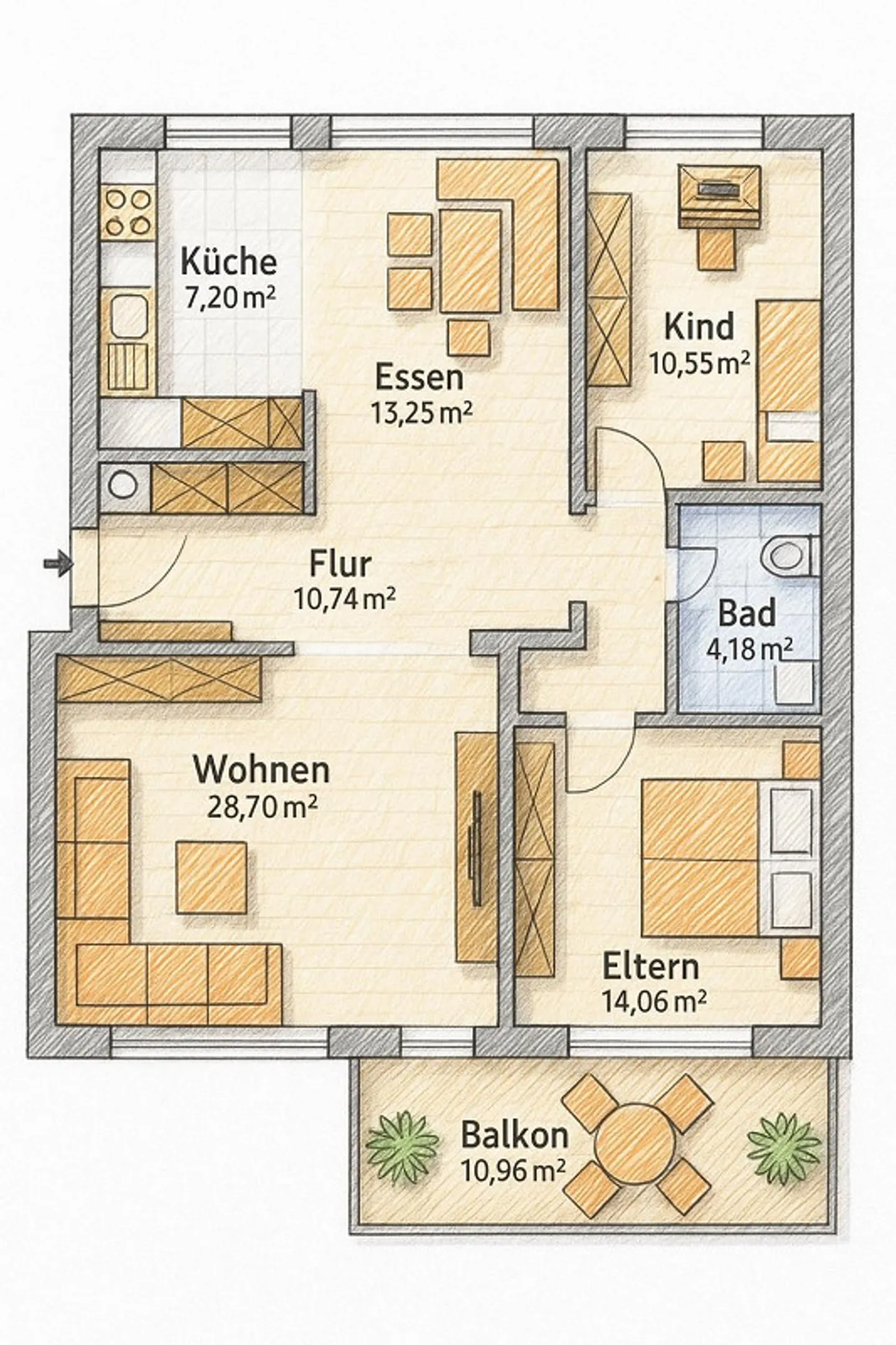 Appartement lumineux, fraîchement rénové de 3,5 pièces - Photo 3 sur 7