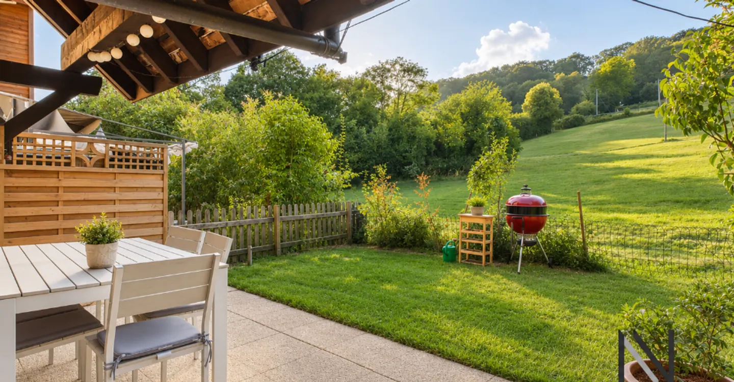 3,5 locali con giardino, balcone e 2 posti auto - Foto 1 di 12
