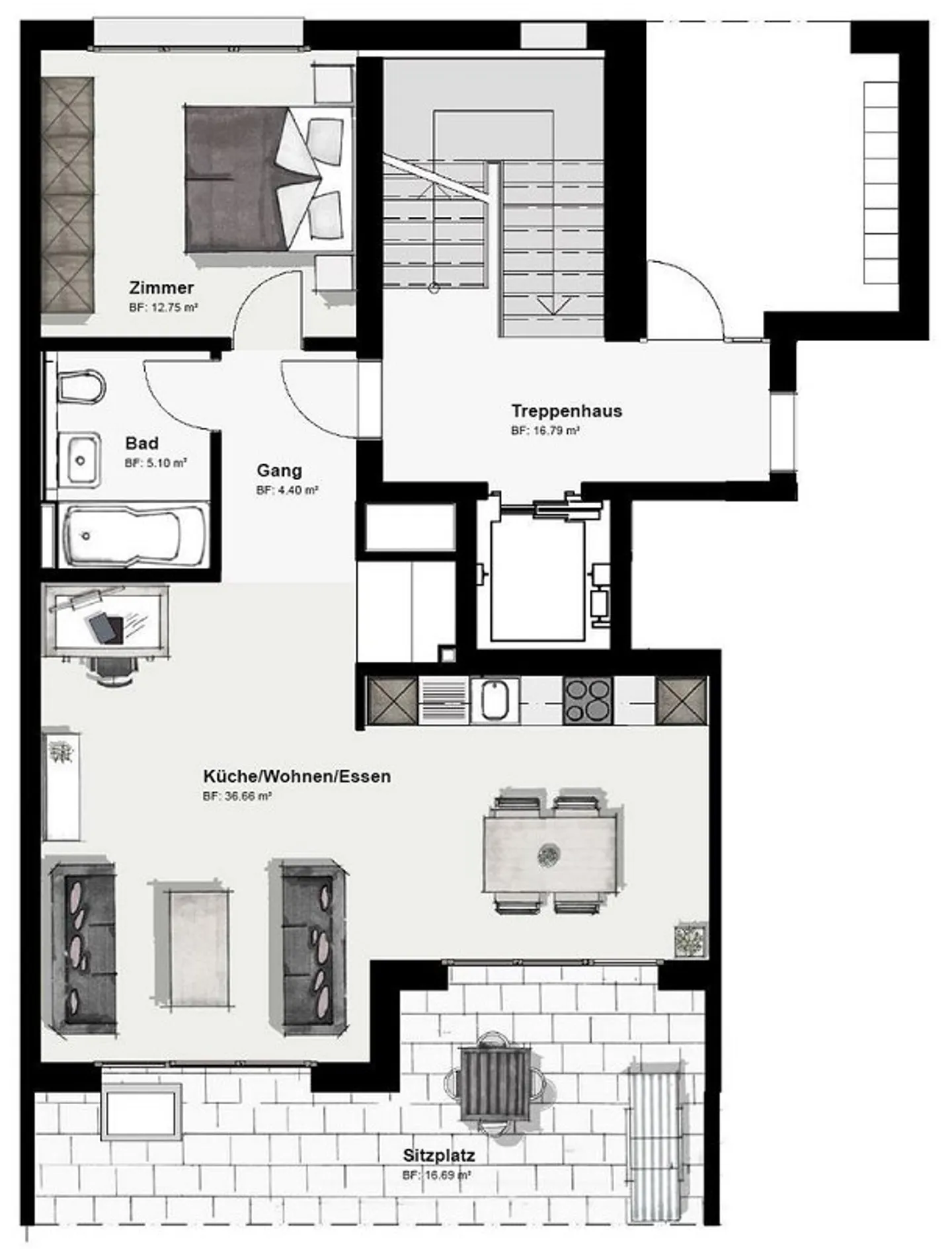 Modern apartment with garden seating area and private laundry room - Photo 7 of 7