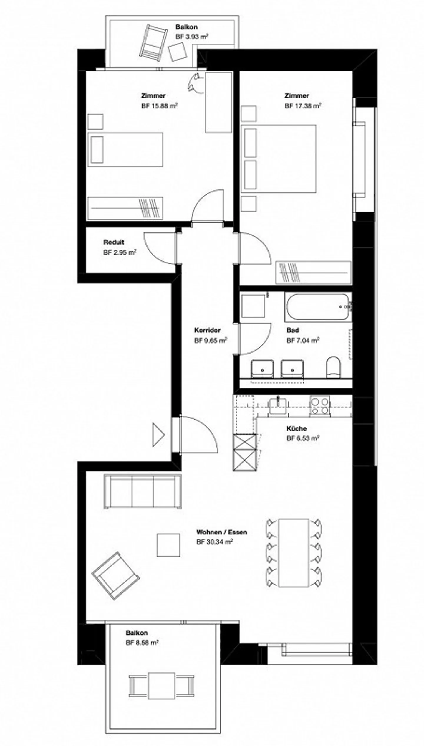 Appartement moderne et lumineux avec 2 balcons et place de parking - Photo 8 sur 8