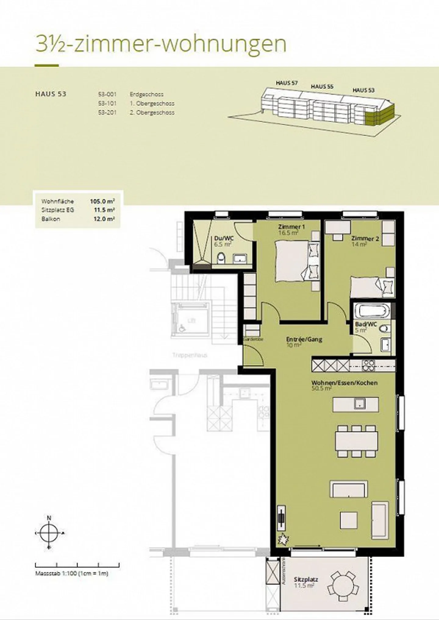 APPARTAMENTO MODERNO 3.5 STANZE CON VISTA SUL VERDE - Foto 9 di 9