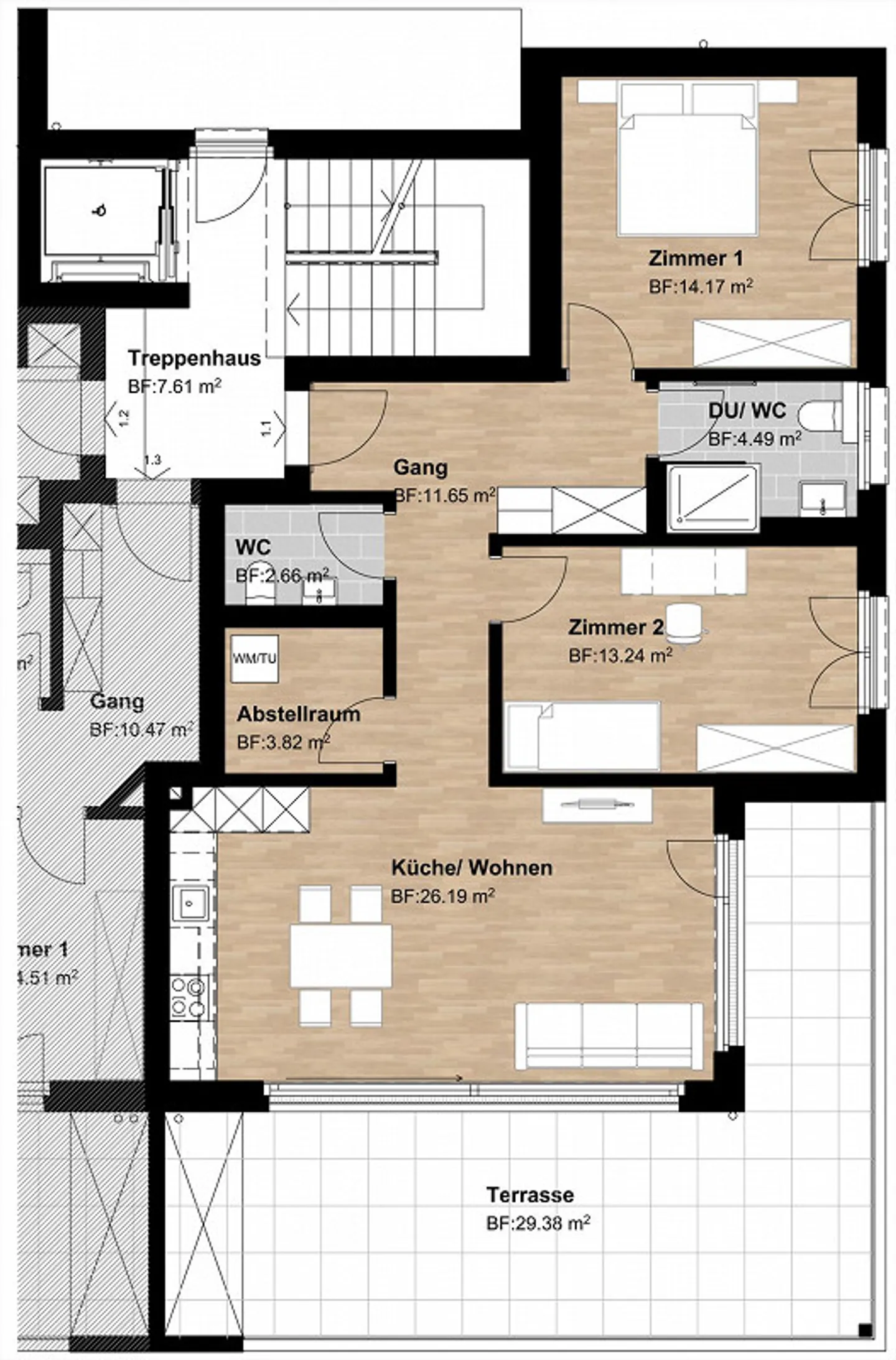 Appartement moderne de 3,5 pièces avec balcon à Bazenheid - Photo 3 sur 3