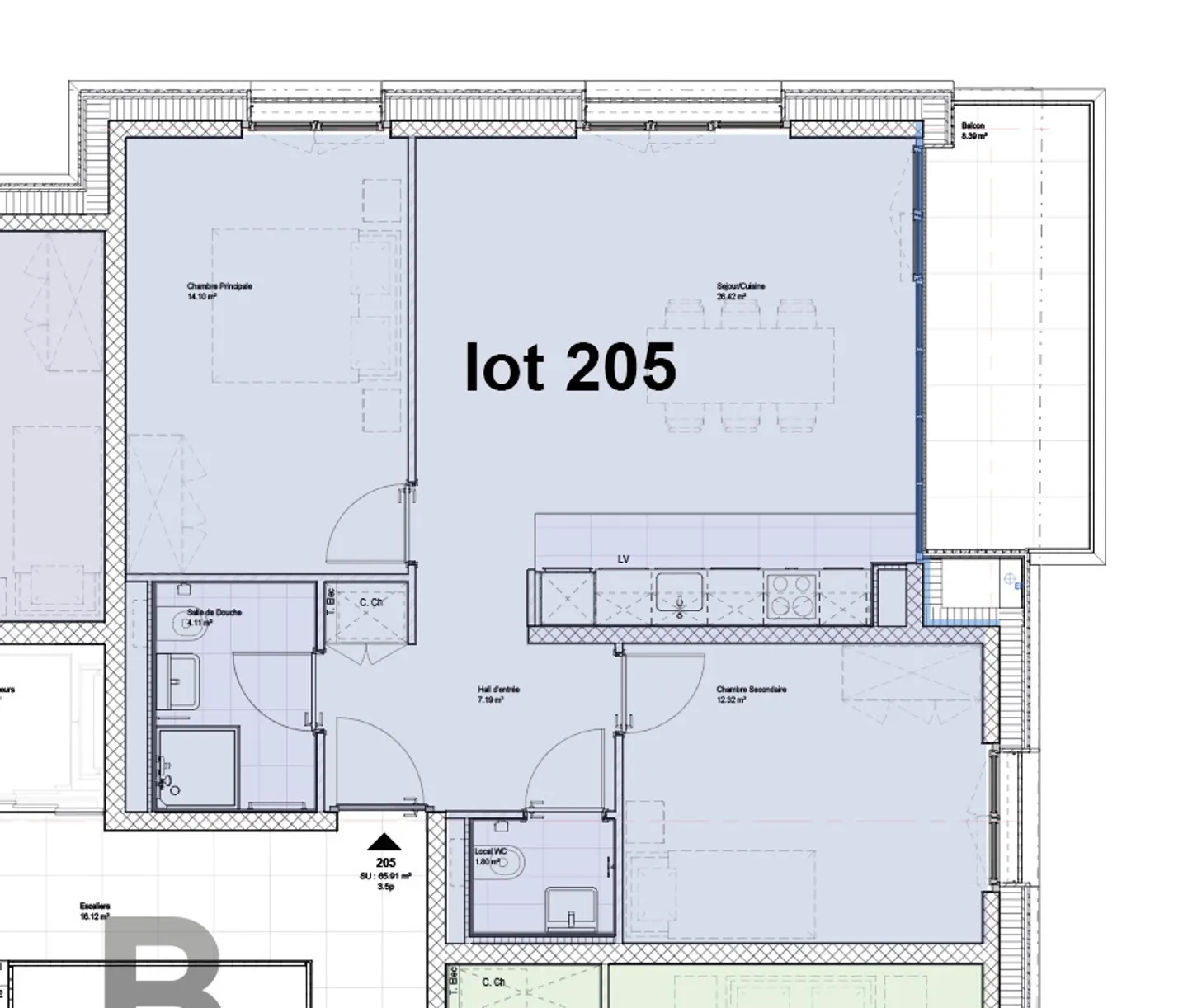 New 3.5 room apartment of 70m² with balcony - Photo 7 of 10