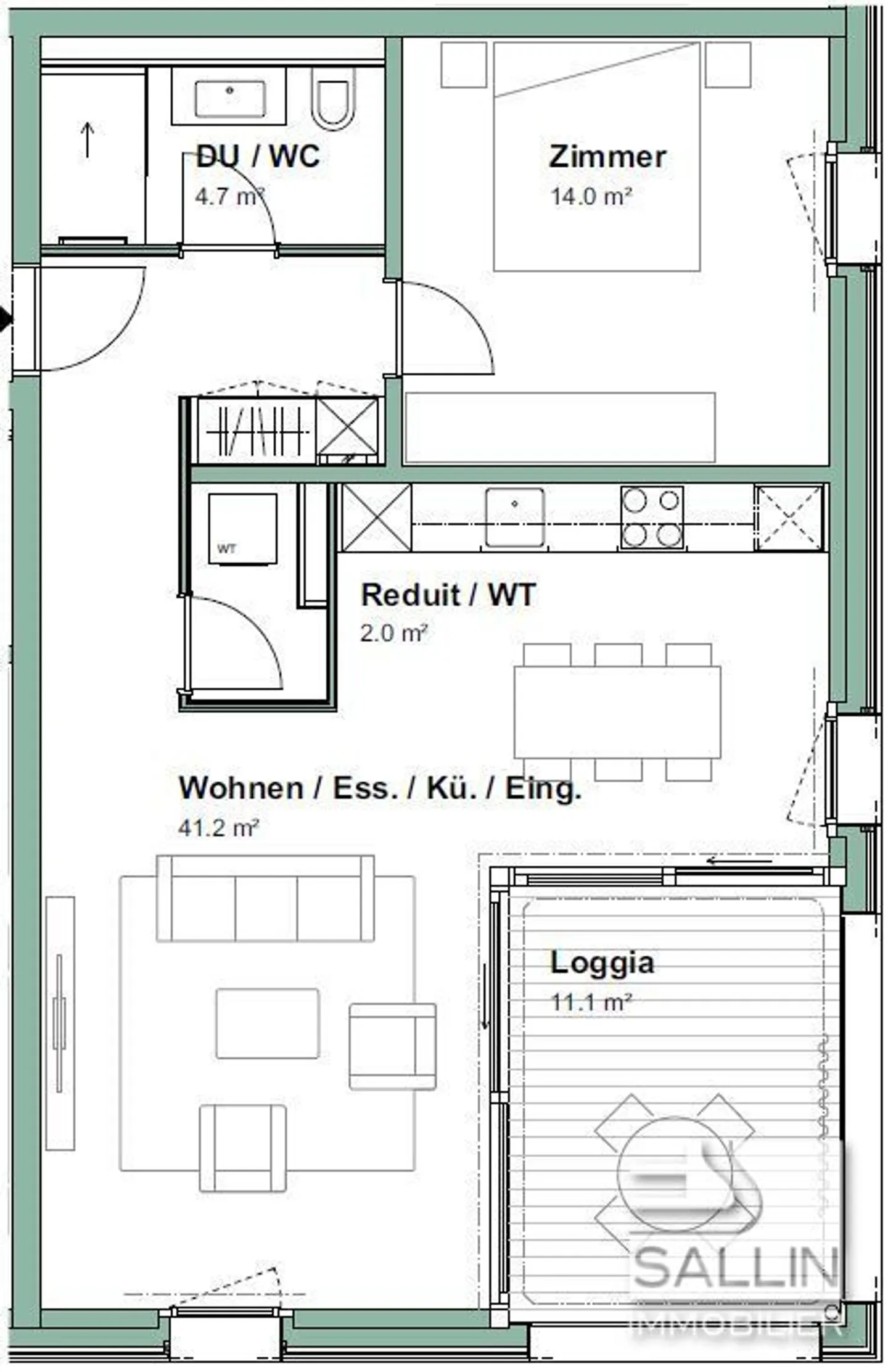 Appartement lumineux 2.5 pièces - Photo 12 sur 12