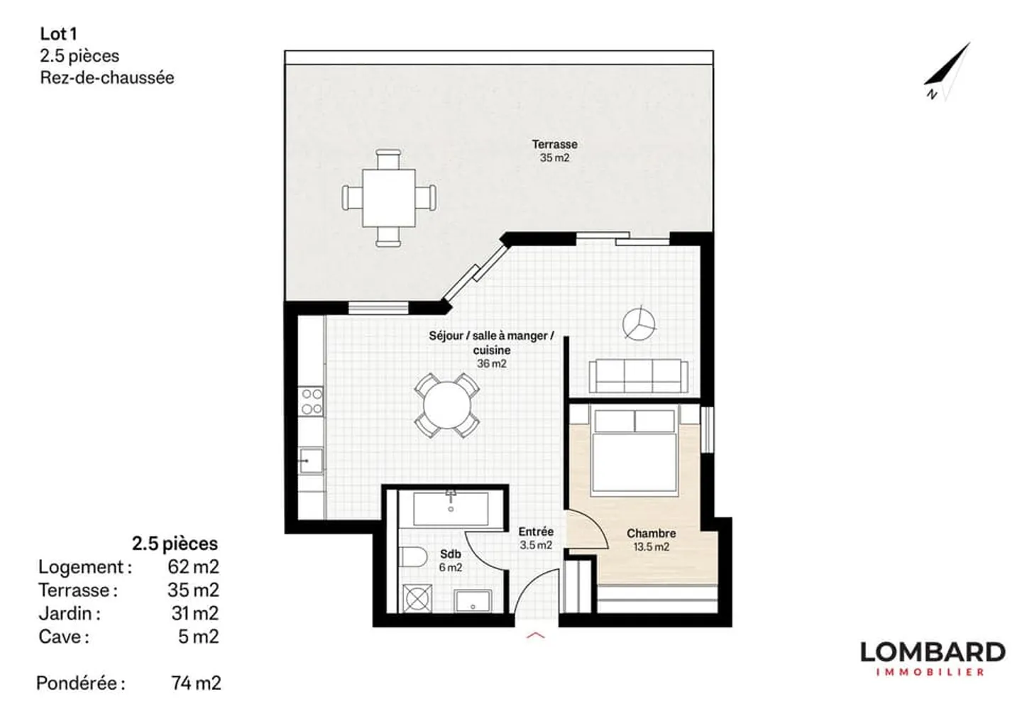 Appartement neuf de 2.5 pièces au rez-de-chaussée - Photo 6 sur 6