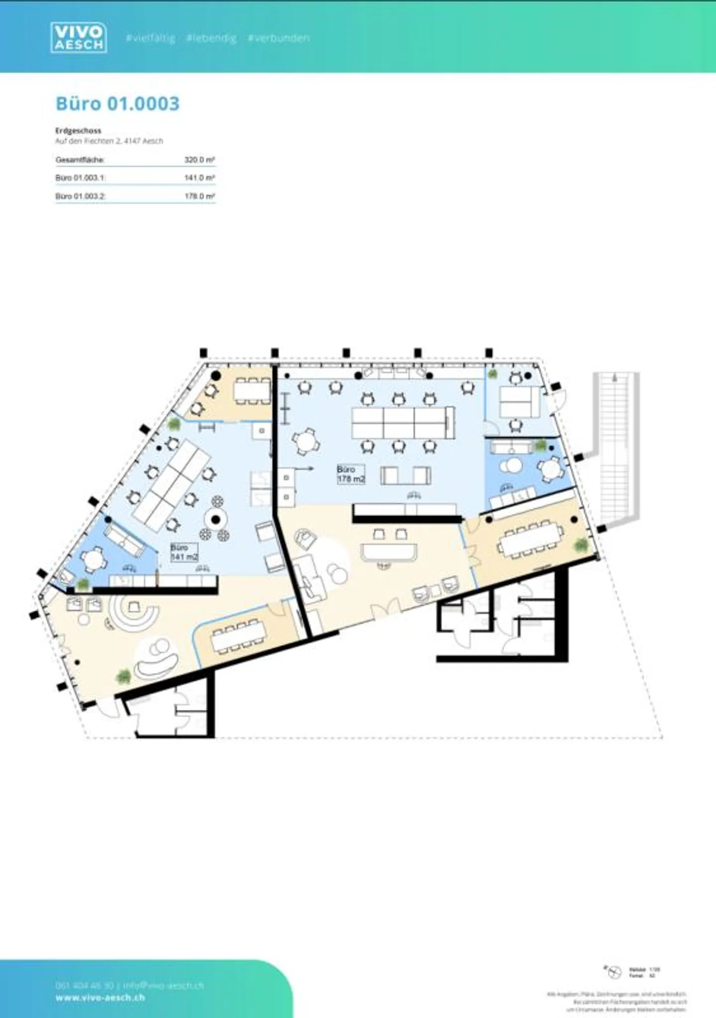 88 m² à 320 m² d'espace commercial ou de bureau dans le Vivo Aesch - Photo 5 sur 7