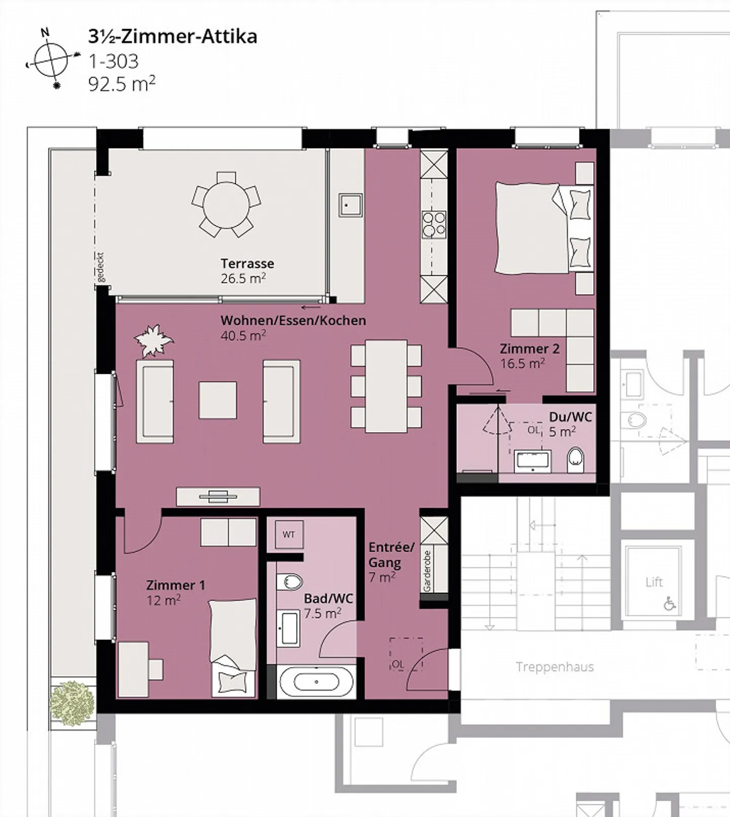 Moderno appartamento attico di 3,5 stanze in posizione tranquilla - Foto 12 di 12