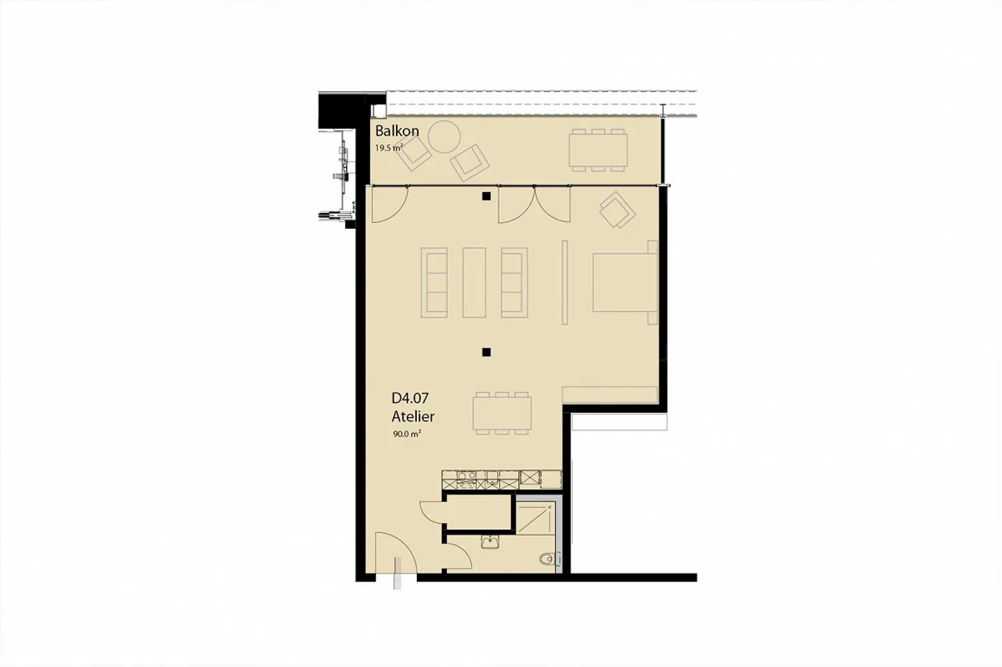 Loft (90 m²) con Loggia di 20 m² - Foto 6 di 6