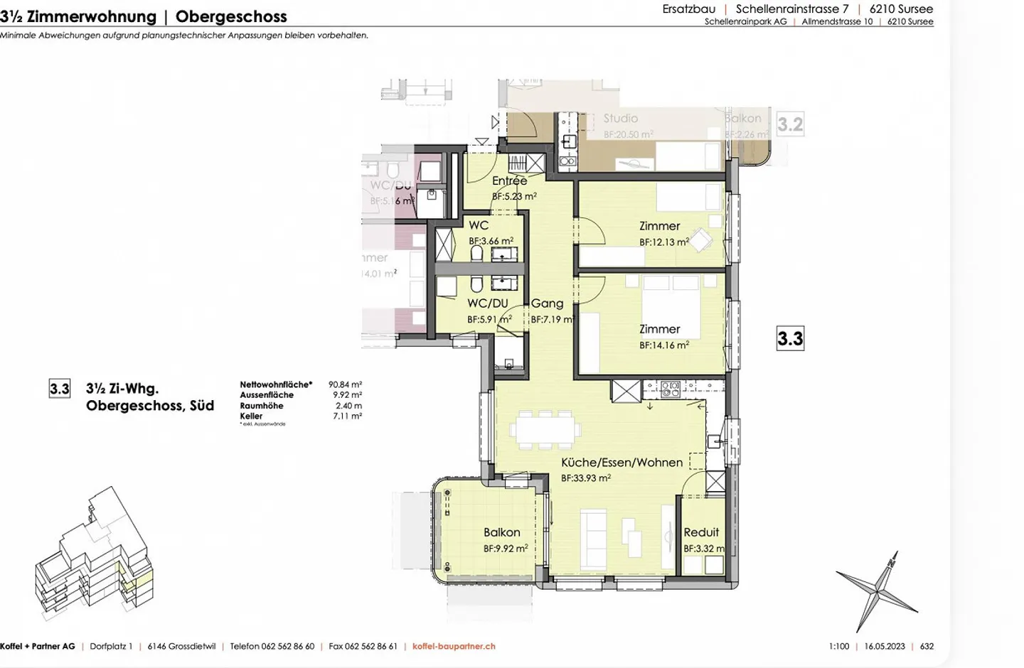 Appartamento moderno e luminoso di 3,5 stanze con balcone a Sursee - Foto 10 di 10