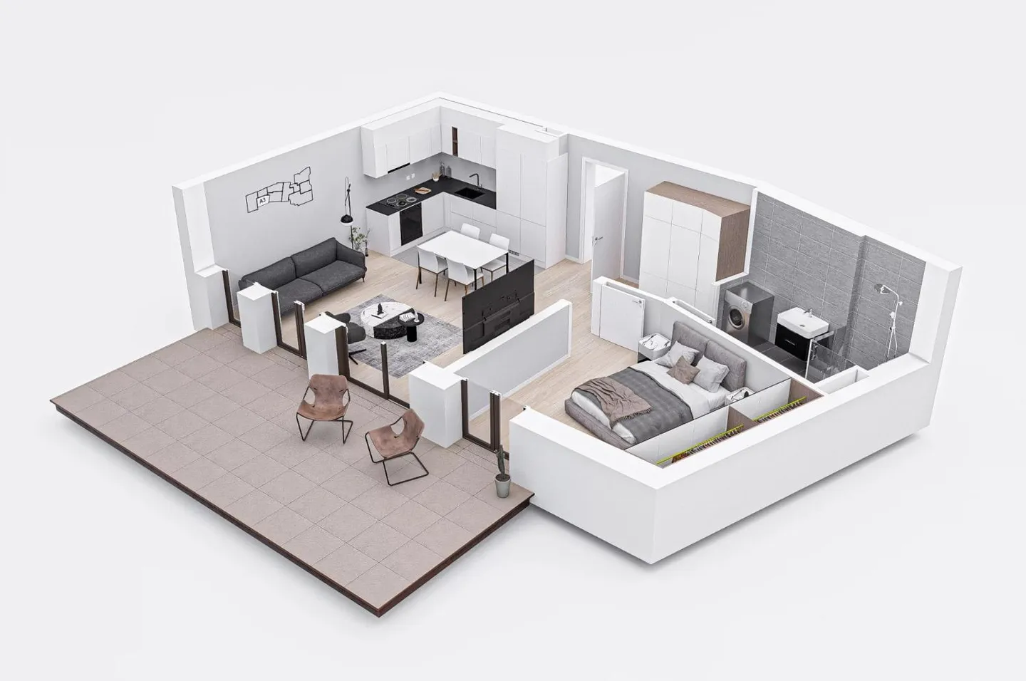 Modernes Appartement mit Flussblick - Foto 4 von 7