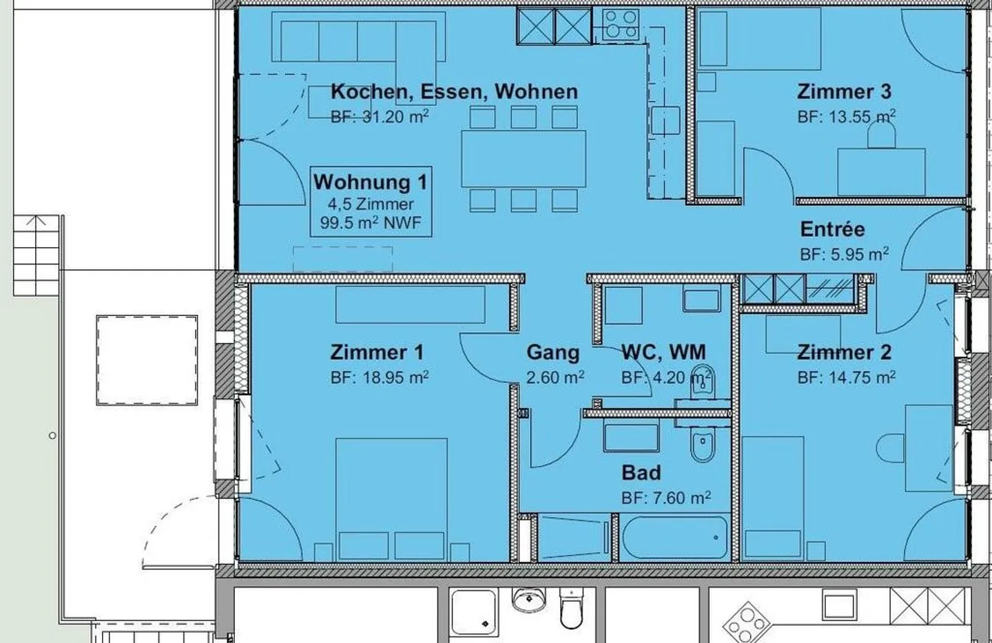Première occupation : Appartement moderne de 4,5 pièces dans l'idyllique Häutligen - Photo 7 sur 7