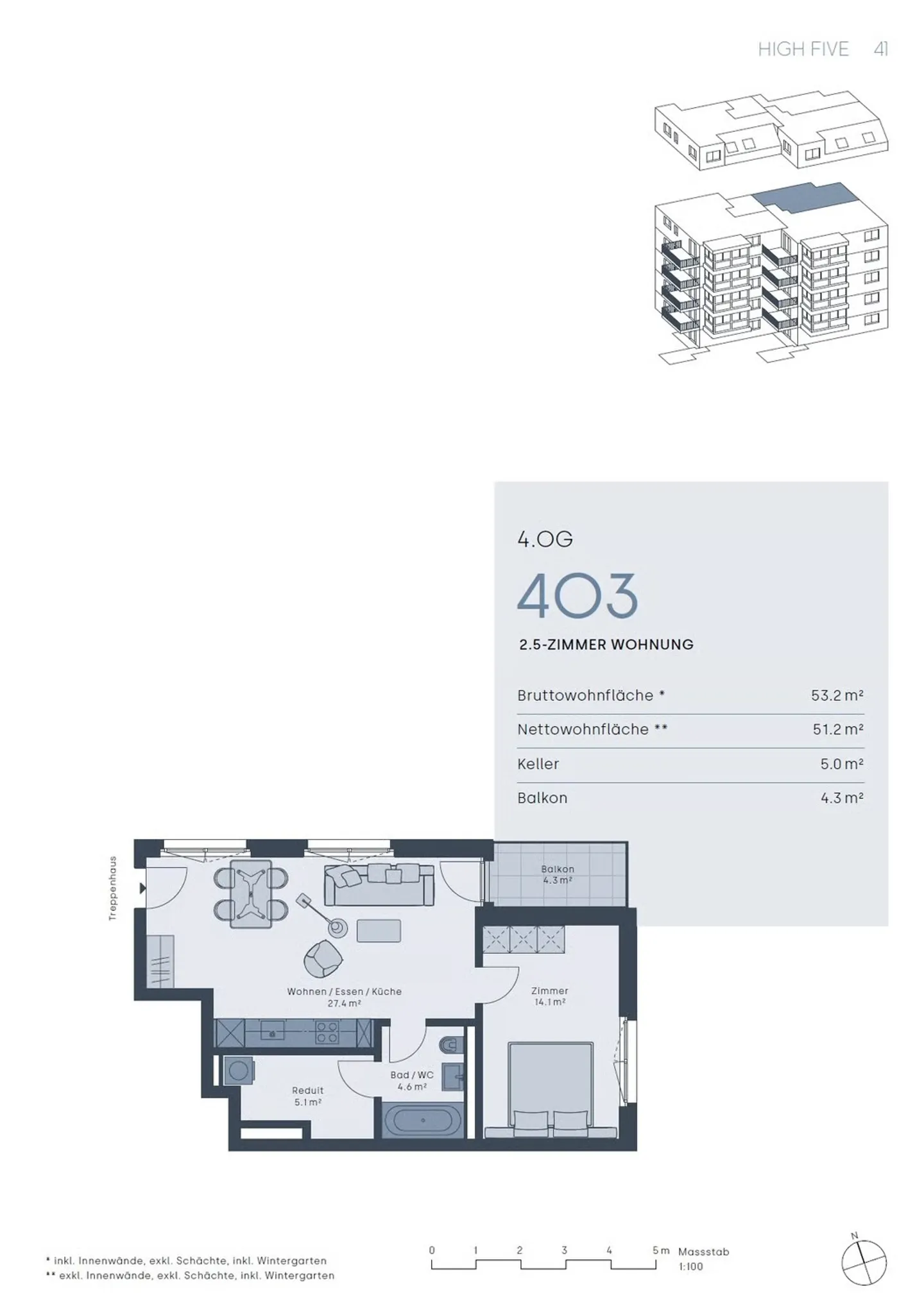 Erstbezug im HIGH FIVE  2.5-Zimmerwohnung mit Balkon & Waschturm - Foto 7 di 7