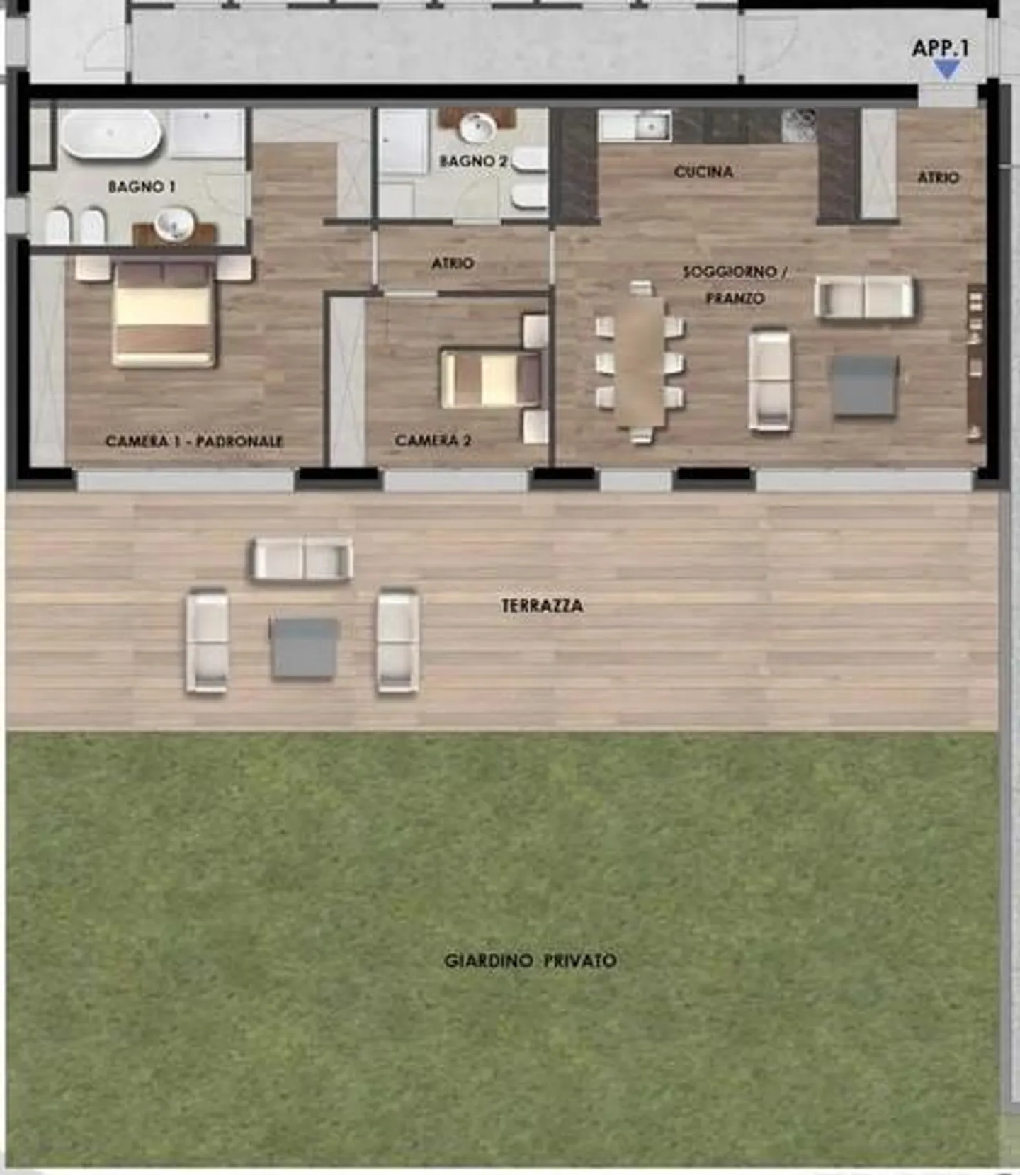 Appartamento 2.5 locali con giardino e vista lago - Foto 3 von 4