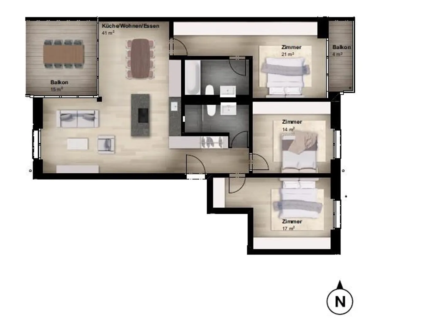 Moderno appartamento di 4,5 stanze in standard di proprietà - Foto 12 di 13