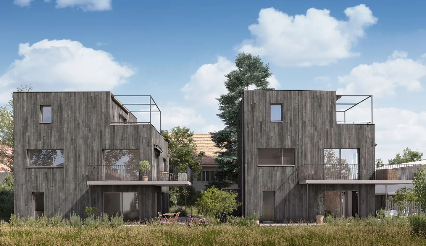 Nouvelle construction de deux maisons individuelles exclusives et détachées de 5,5 pièces avec de vastes terrasses en attique dans un quartier familial, calme et proche du centre - Photo 3 sur 3