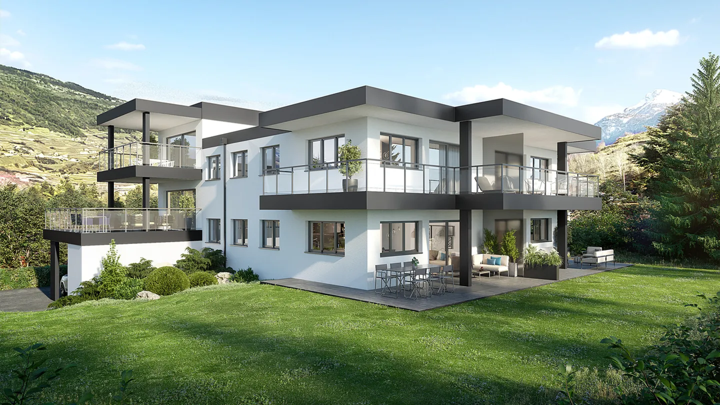 À vendre appartement avec pelouse privée 3.5 pièces à Grone - Photo 2 sur 4