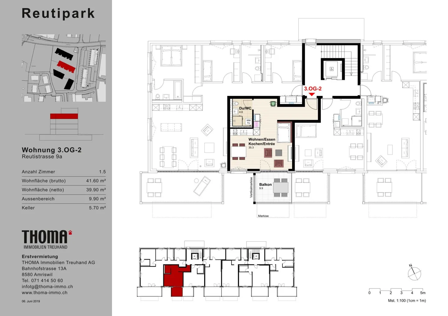 Appartamento 1.5 stanze al 3° piano, 40m2 - Foto 10 di 10