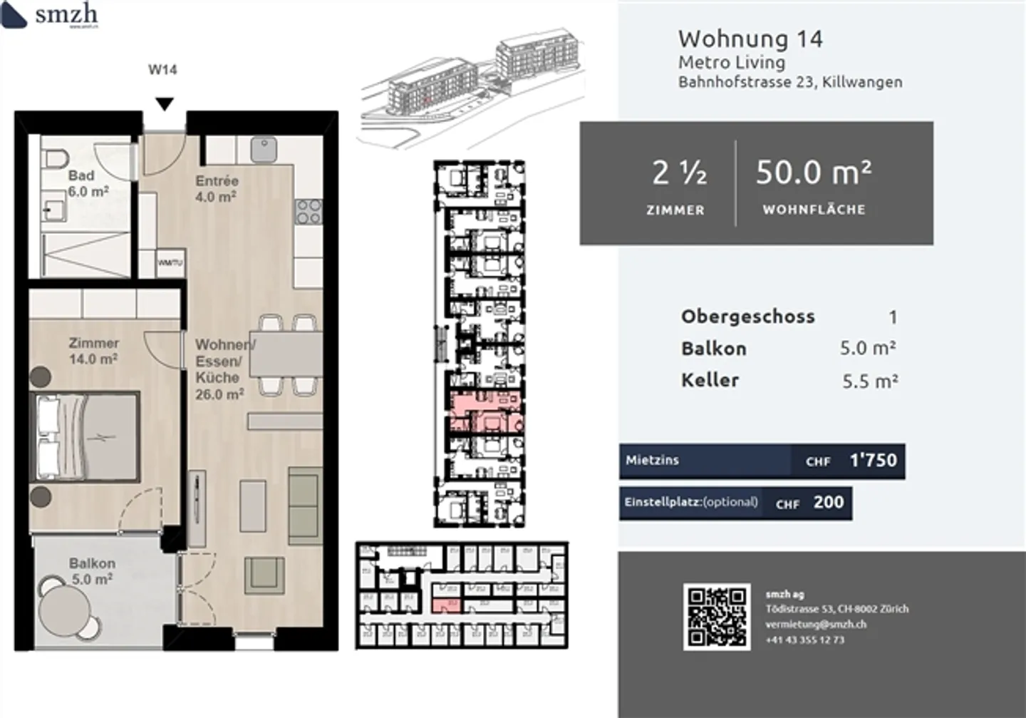 Modernes 2.5-Zimmer-Apartment mit Balkon - Foto 2 von 10