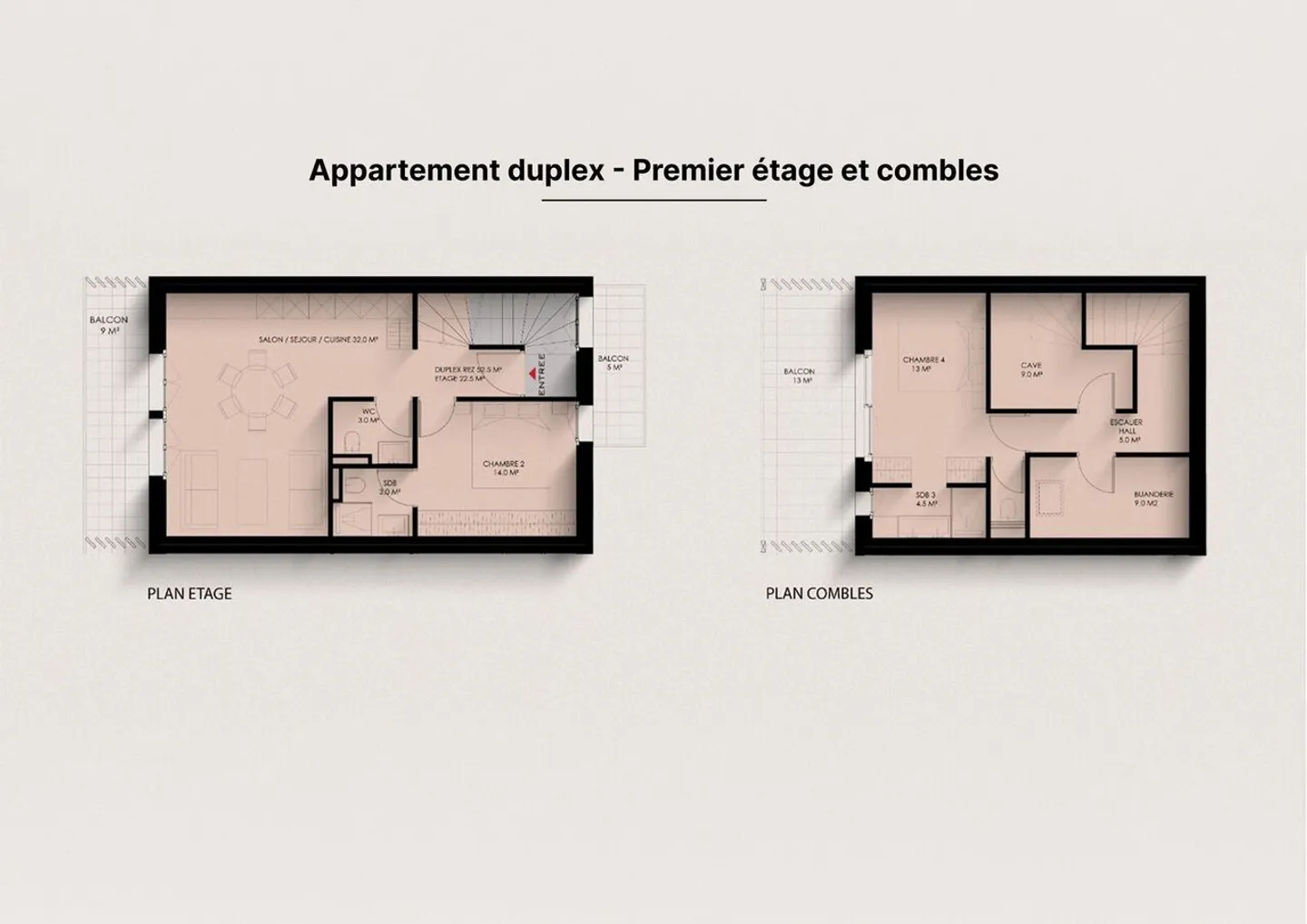 Wohnung nach Plan, 3-Zimmer-Duplex mit Balkonen und Nebenräumen - Foto 1 von 2
