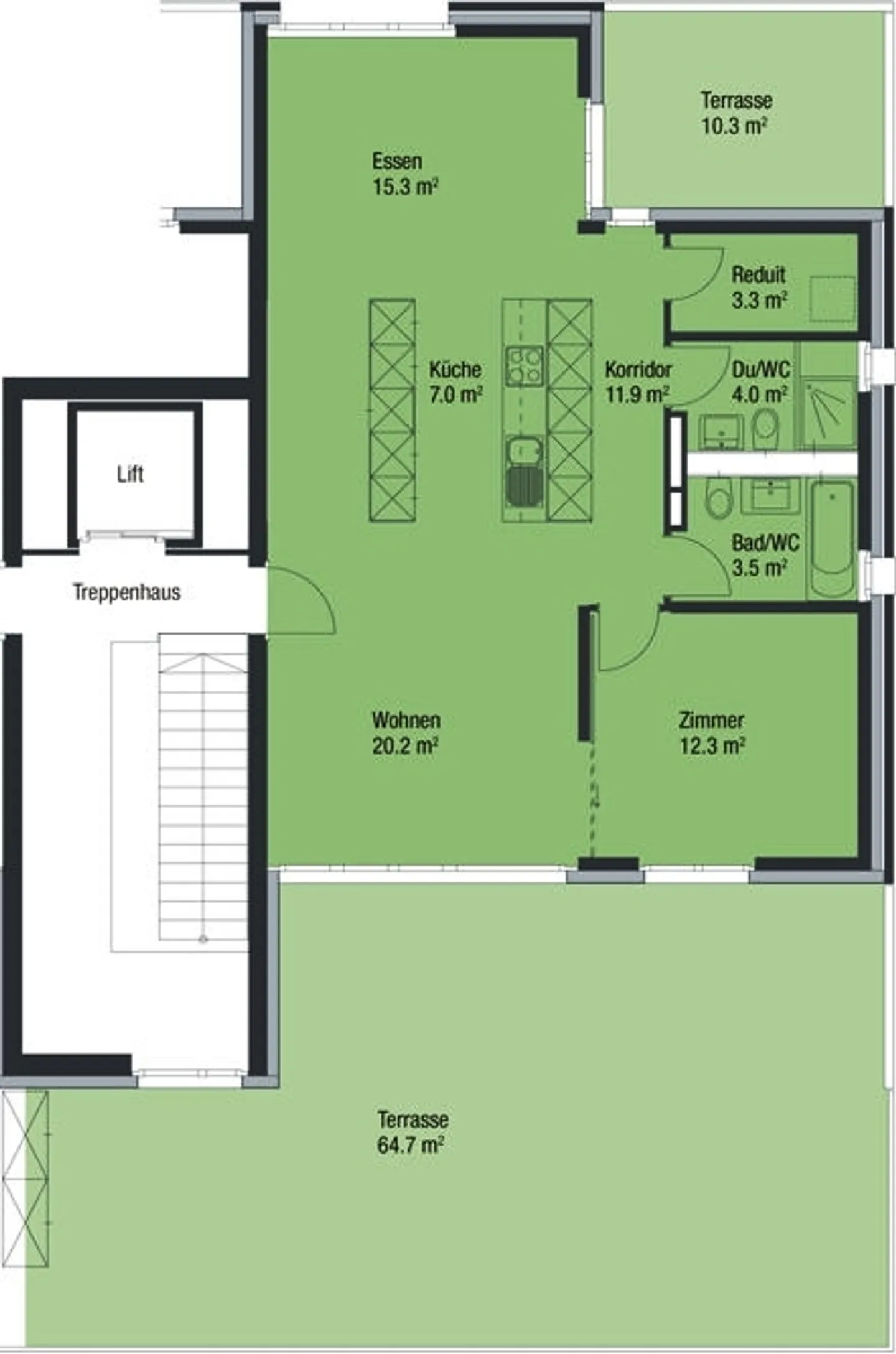 Glattpark - modern attic apartment with large roof terrace - Photo 7 of 7