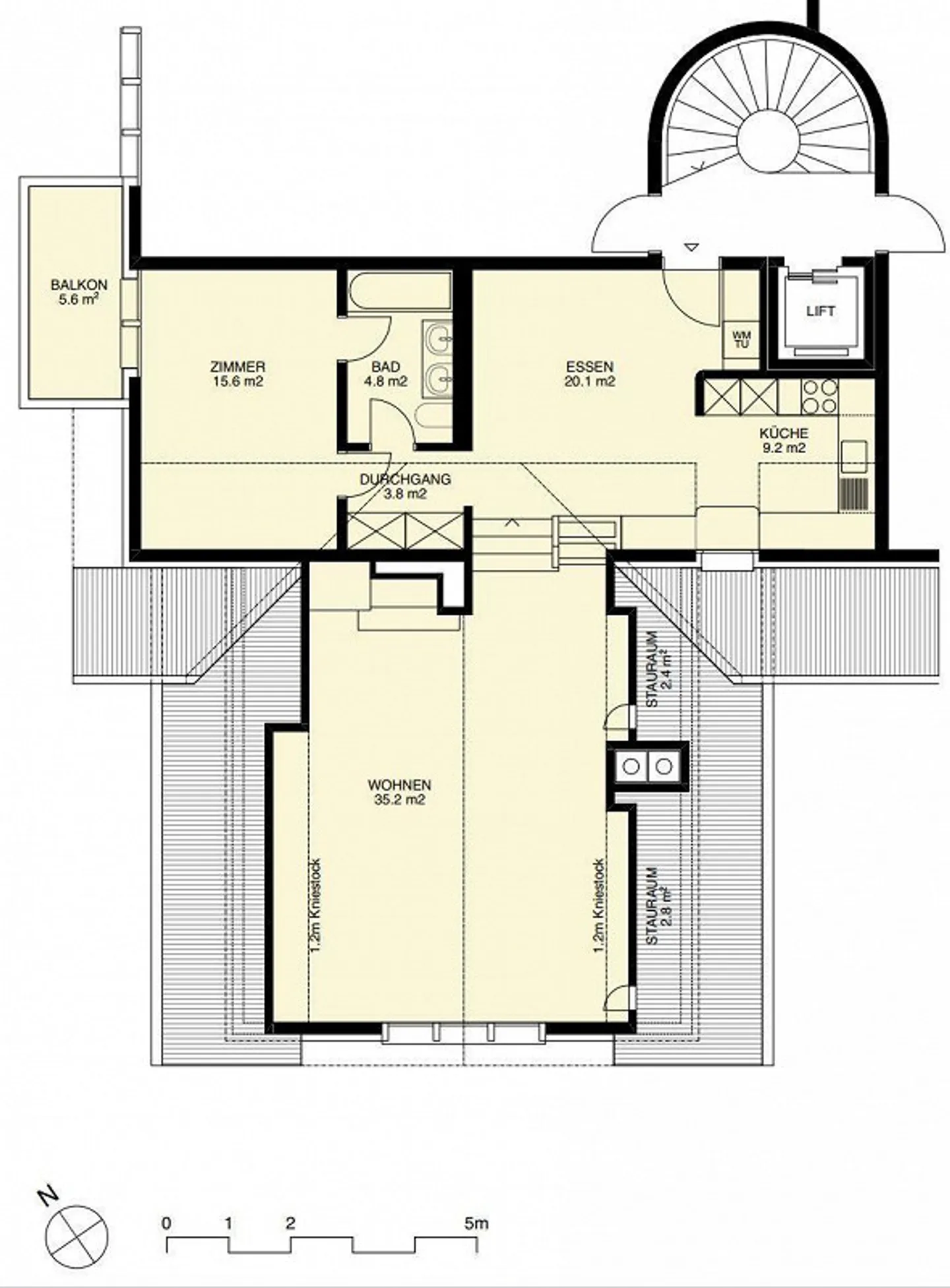 2.5 Zi.-Wohnung im obersten Geschoss mit Ausblick übers Limmat - Foto 6 von 13