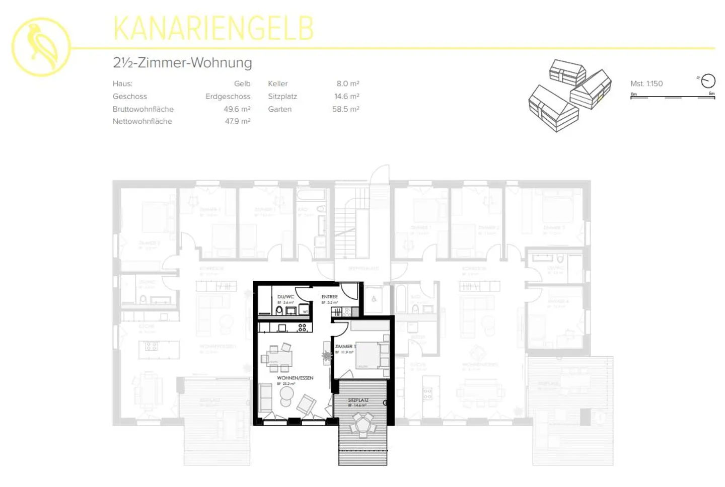 Appartement moderne de 2,5 pièces au rez-de-chaussée dans la verdure - Photo 11 sur 11