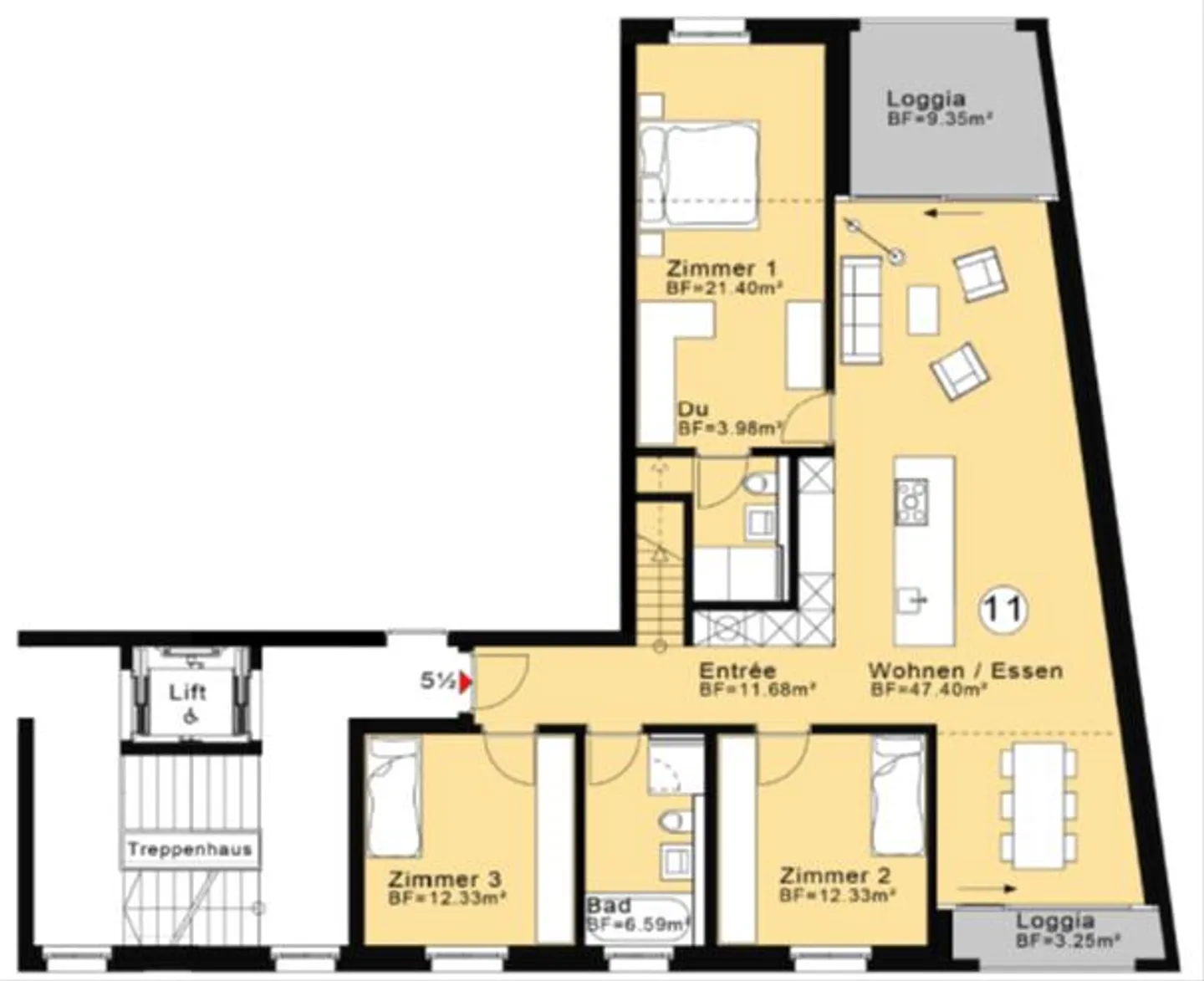 Au milieu des vignes : penthouse exclusif de 5,5 pièces en duplex - Photo 7 sur 8