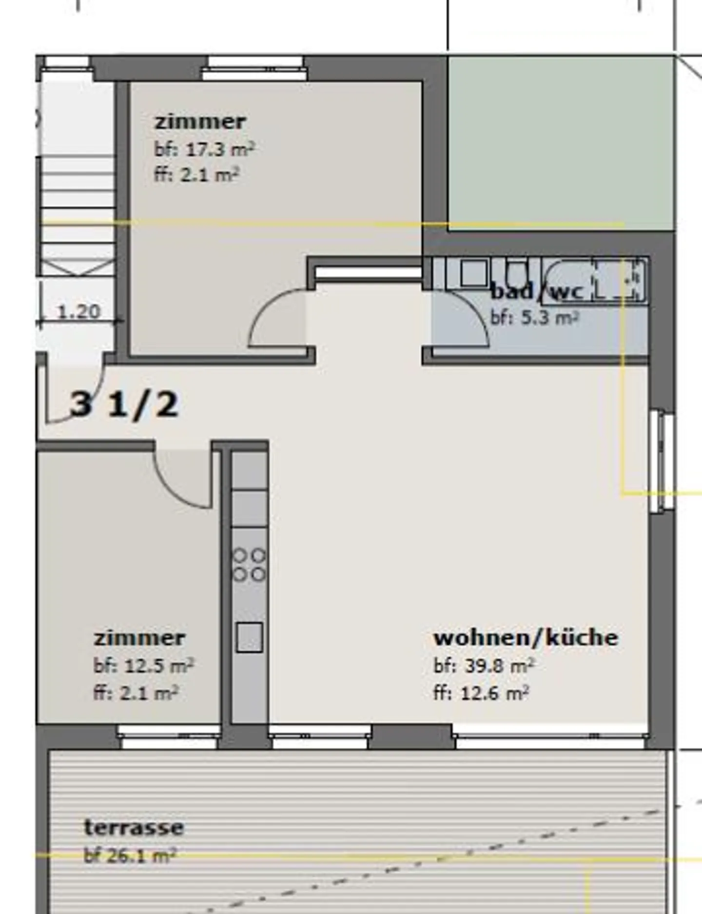 Central 3.5-room apartment directly at Glanzenberg train station - Photo 6 of 6