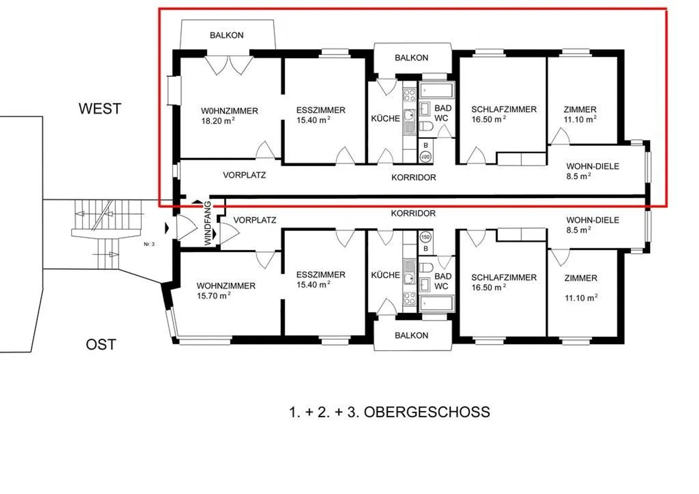 Geräumige Wohnung mit Balkonen - Foto 9 von 9