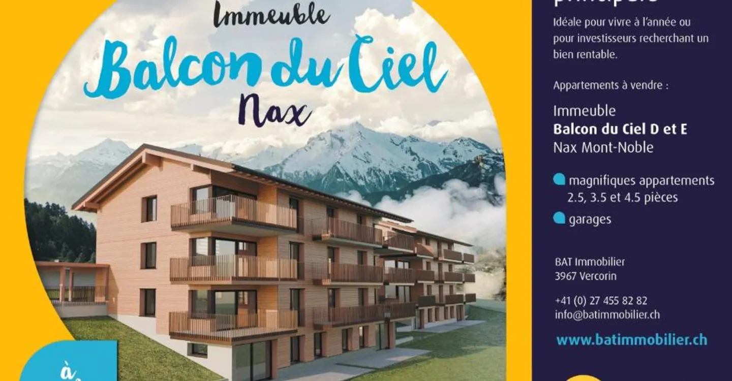 Balcone del Cielo a Nax - Residenze primarie dal monolocale al 4 locali, attualmente in costruzione, con fine lavori prevista per l'inverno 2026/2027 - Foto 1 di 12