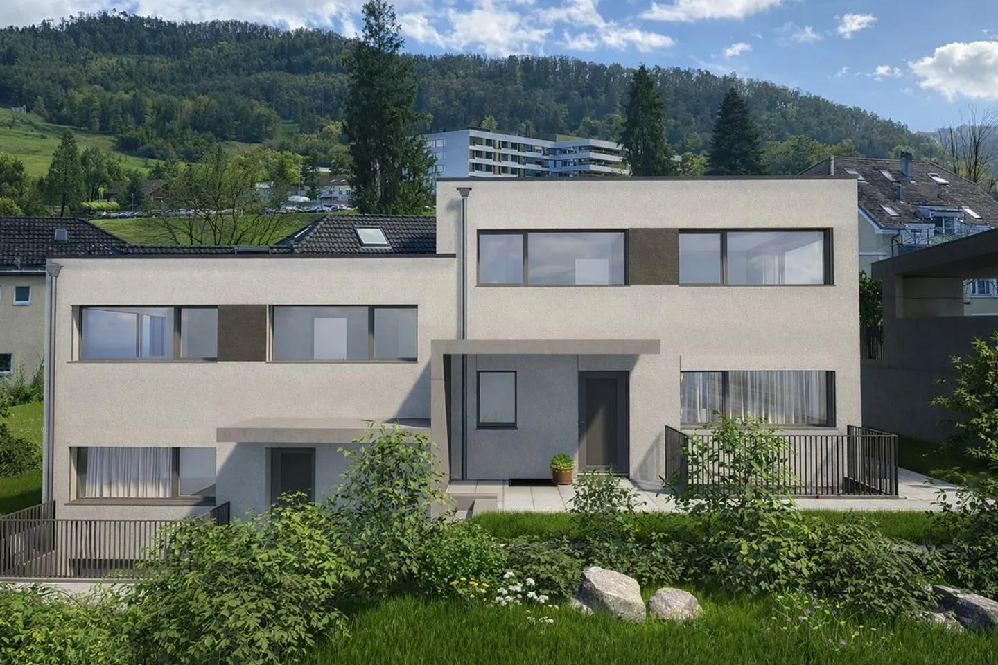 Nouvelle construction de quatre maisons familiales semi-détachées, Niederdorf - Photo 2 sur 11